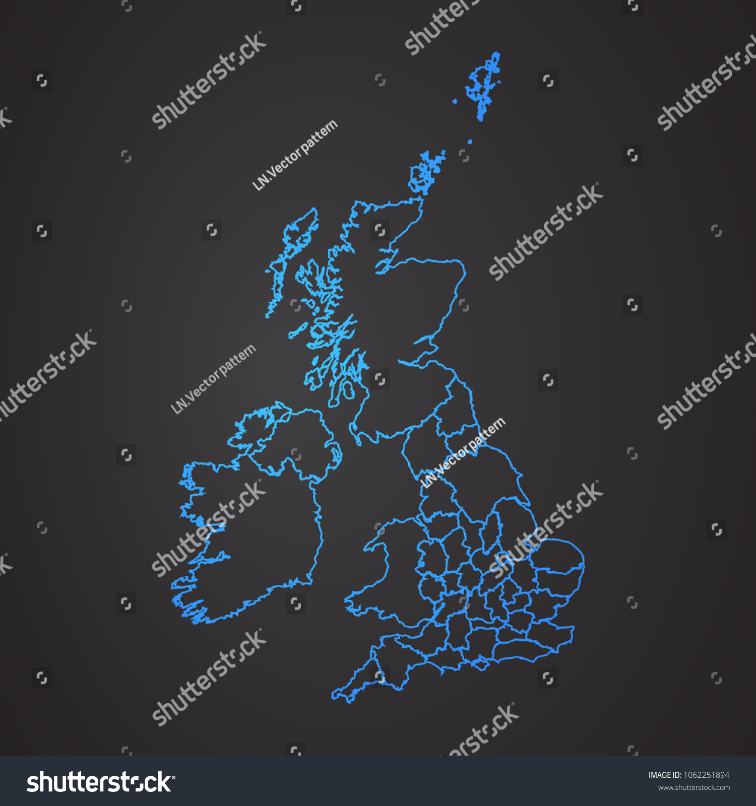 Uk Counties Map Blue Glitter Outline Stock Vector (Royalty Free ...