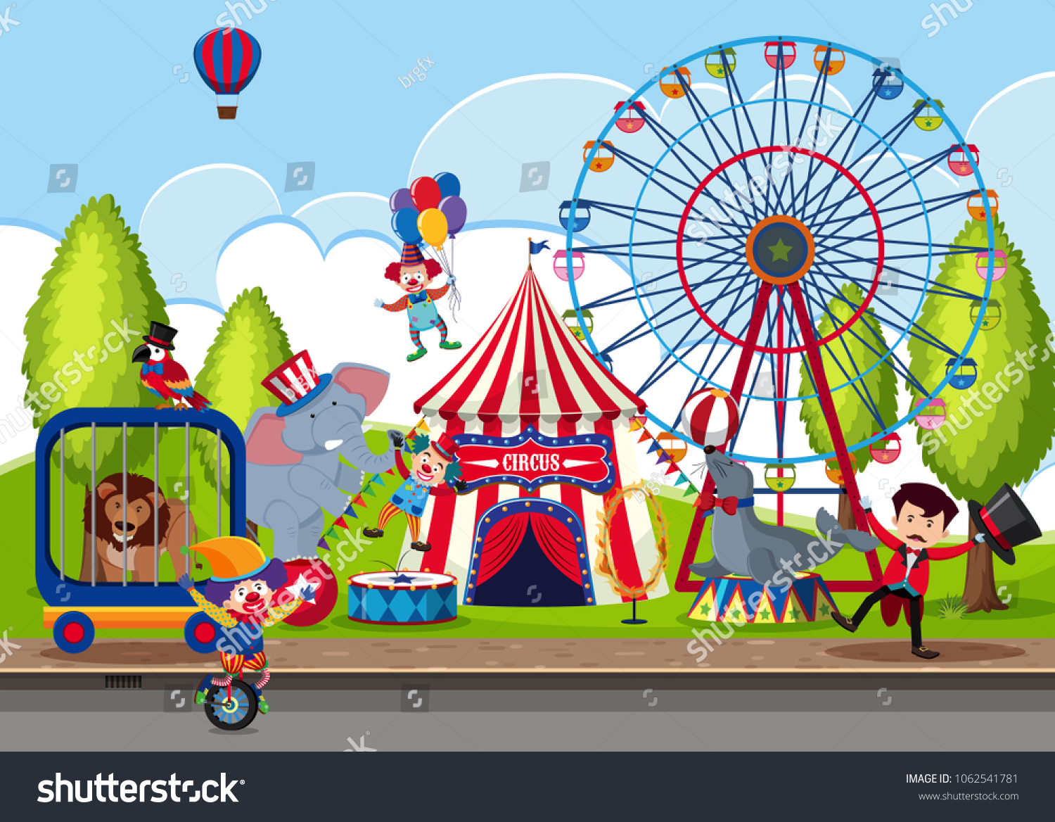 Touring Circus Park Illustration Stock Vector (royalty Free) 1062541781 