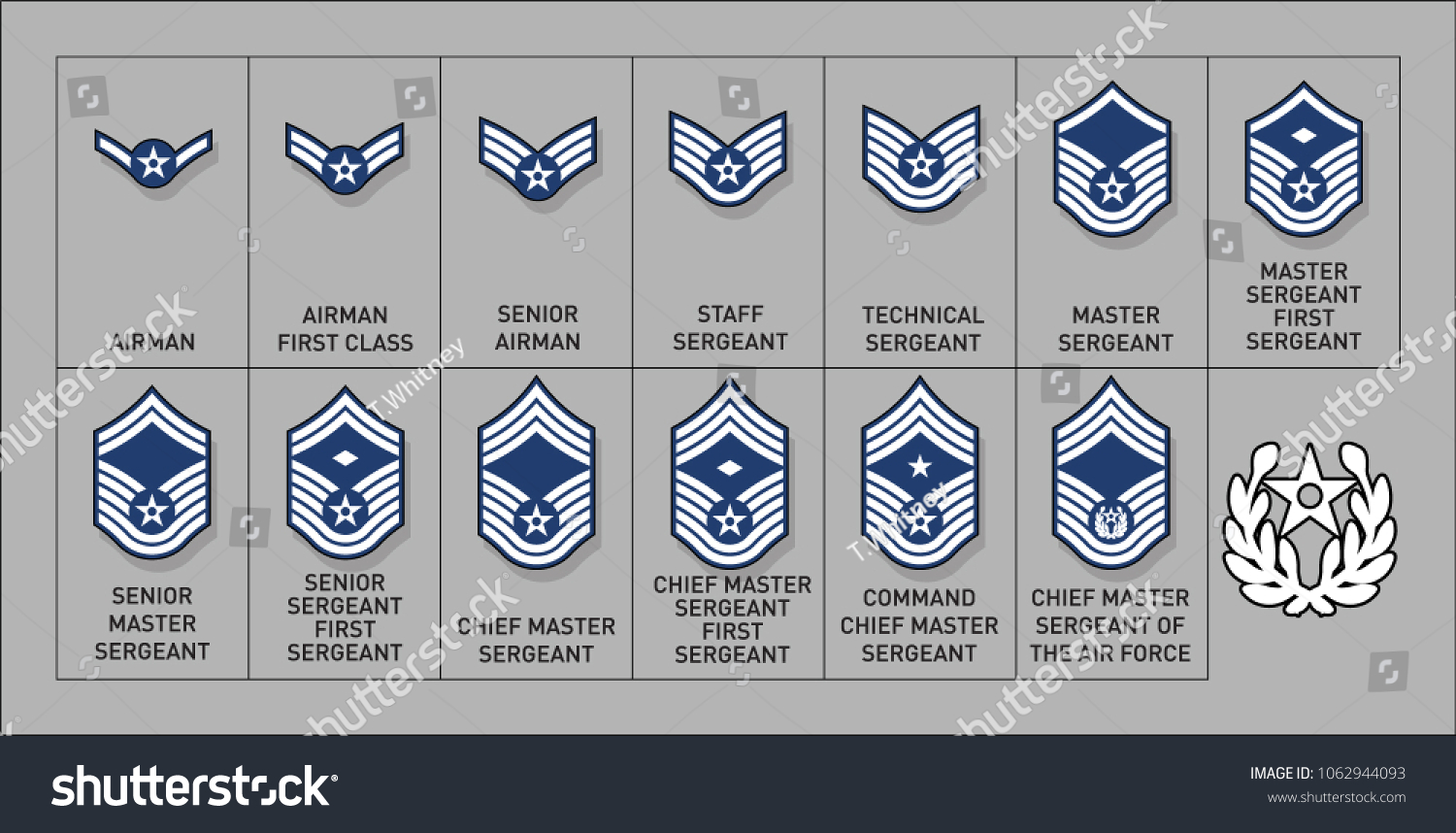 Air Force Enlisted Rank Insignia US Air Force rank insignia, Art Print Vang...