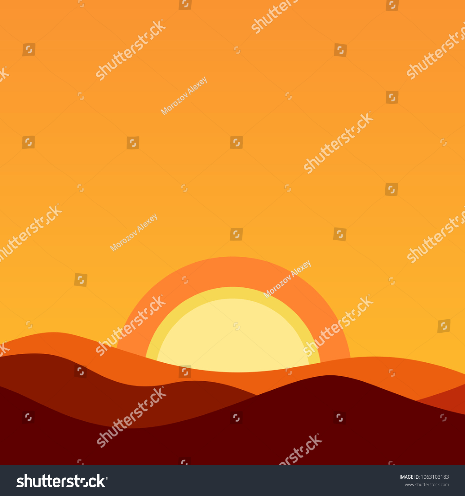 Cartoon Desert Landscape Sunset Vector Background Stock Vector (Royalty ...