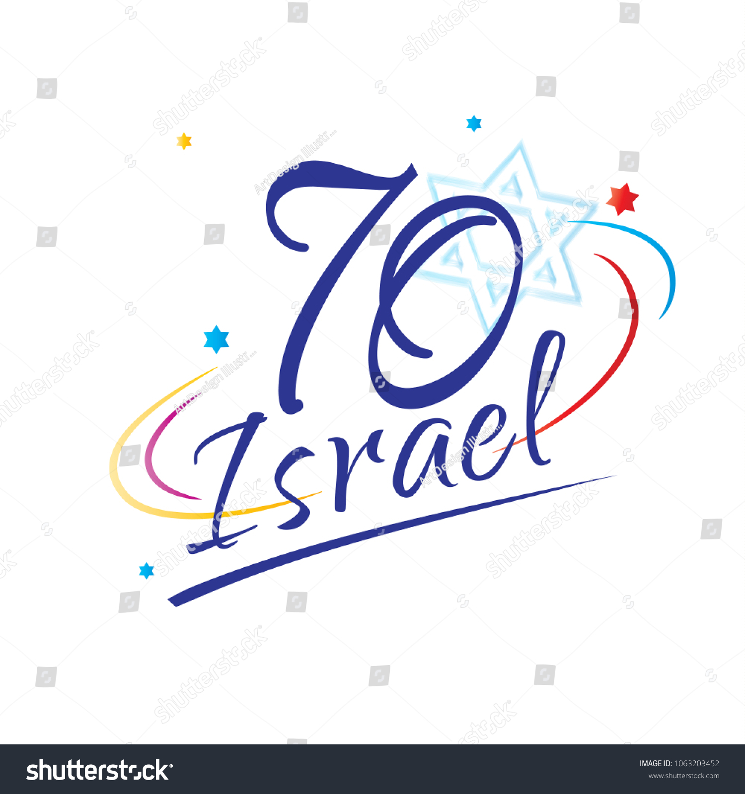 Israel 70 Anniversary Independence Day Calligraphy Stock Vector ...