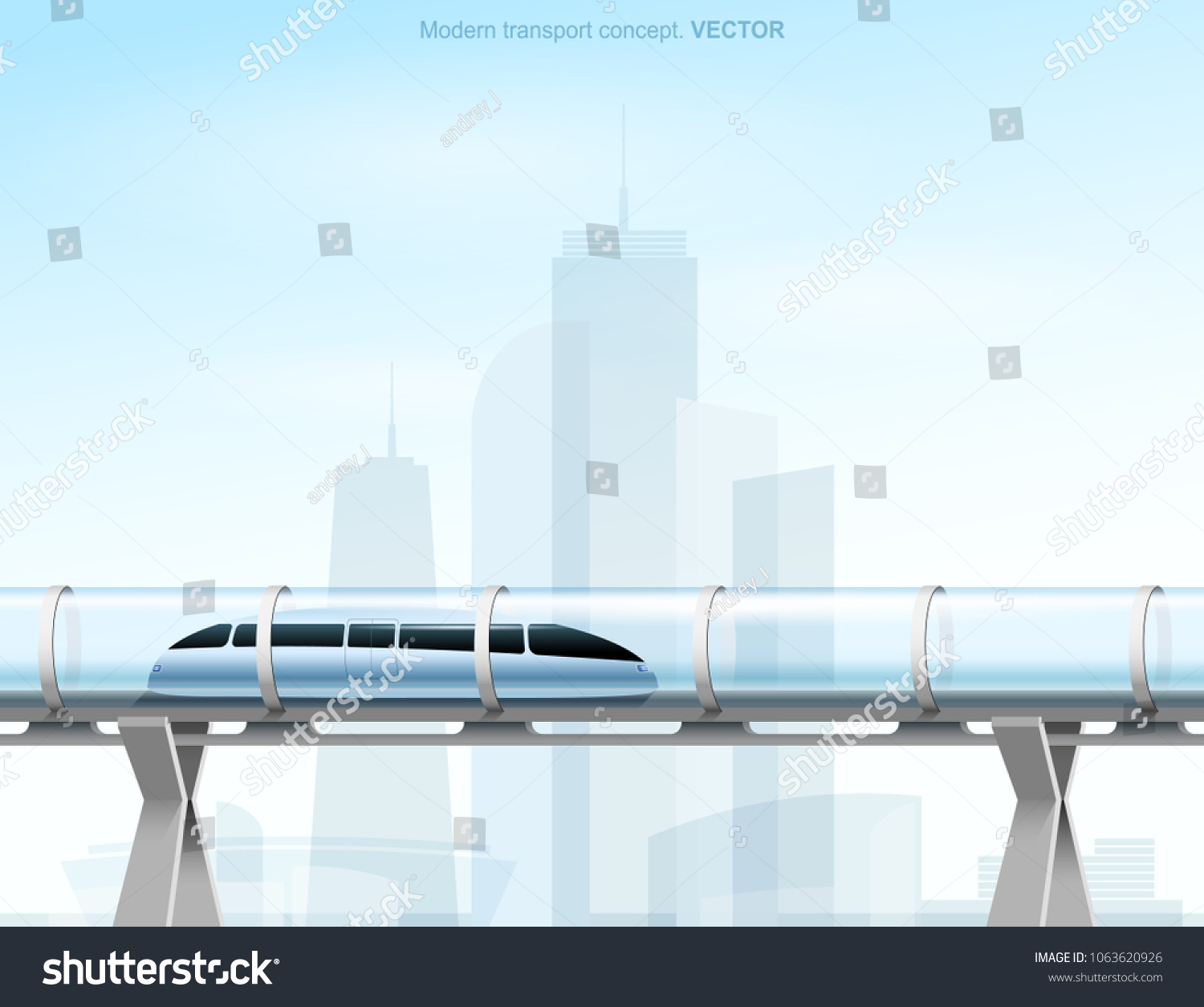 Futuristic Concept Magnetic Levitation Train Moving Stock Vector ...