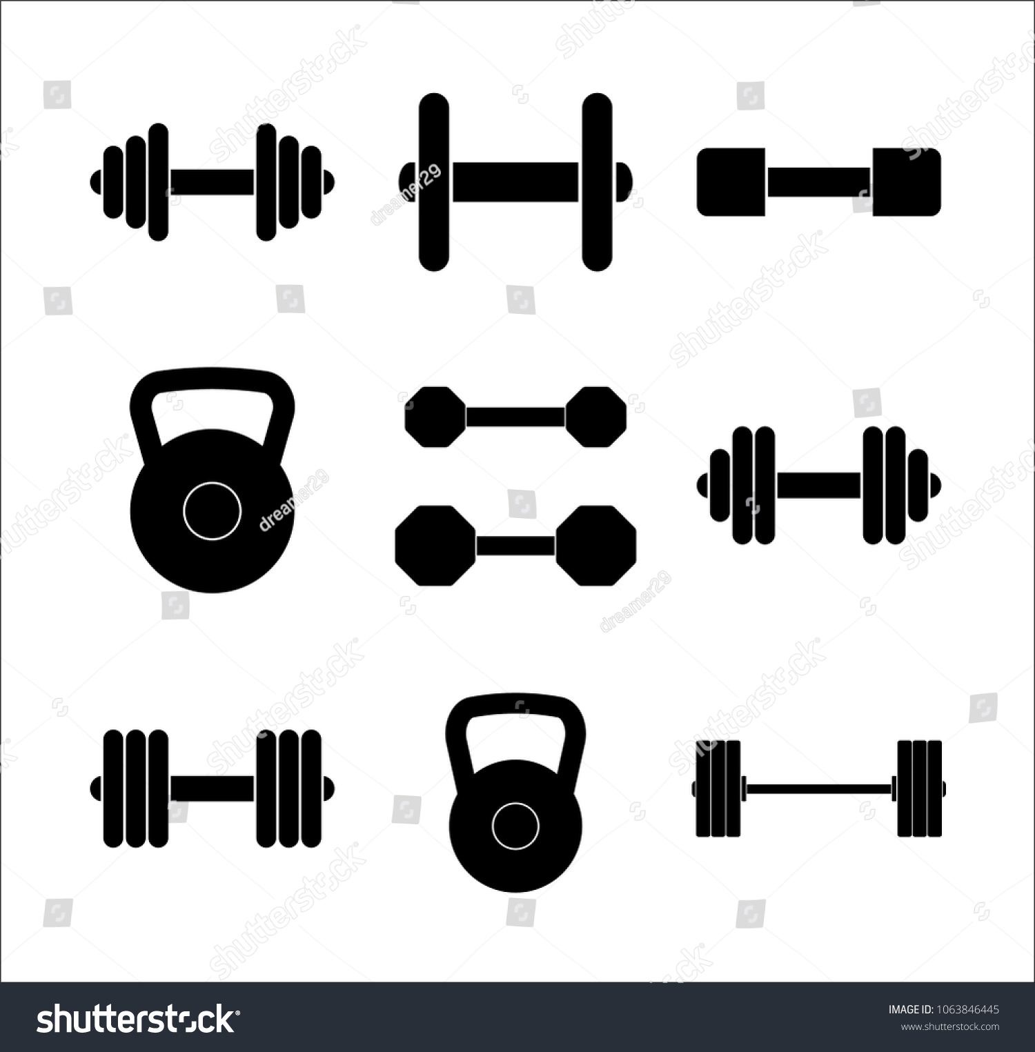 Different Gym Weights Icon Set Isolated Stock Vector (Royalty Free ...