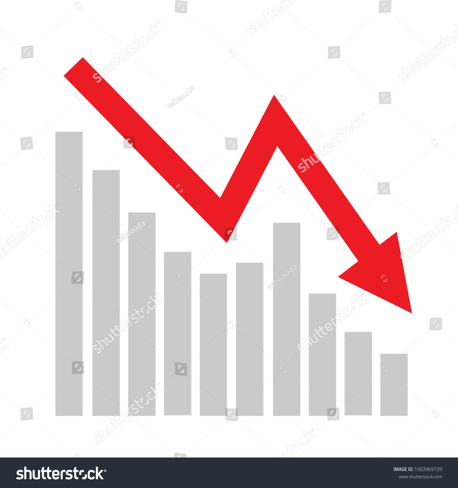 Red Business Arrow Going Down Stock Vector (Royalty Free) 1063969739 ...