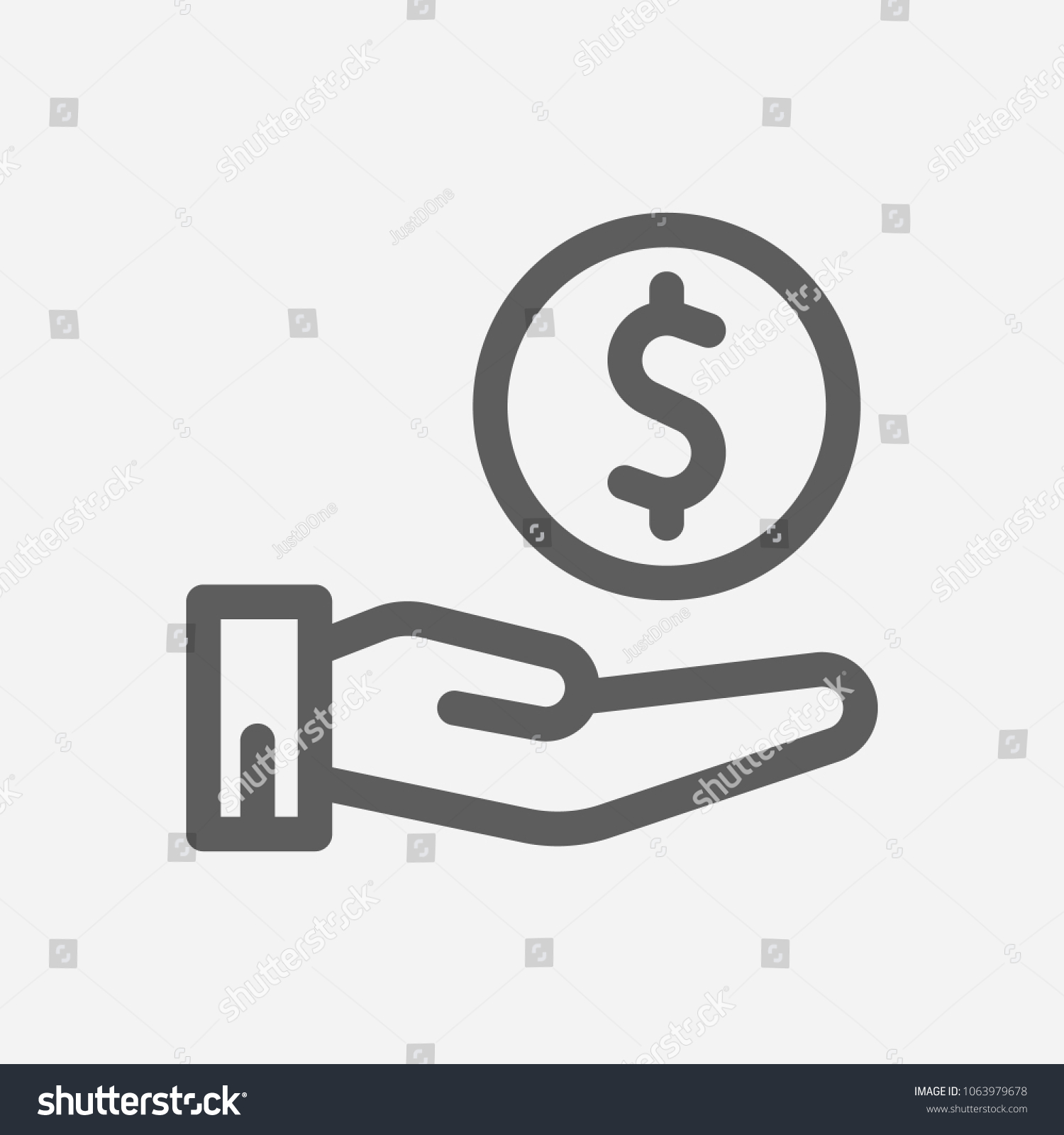 Hand Money Icon Line Symbol Isolated Stock Vector (Royalty Free ...