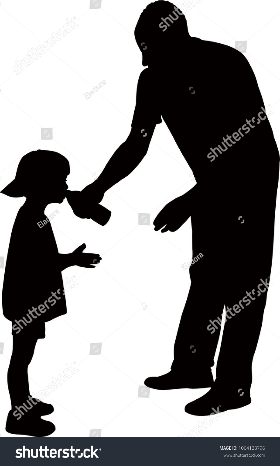 Man Giving Water Boy Silhouette Vector Stock Vector (Royalty Free ...