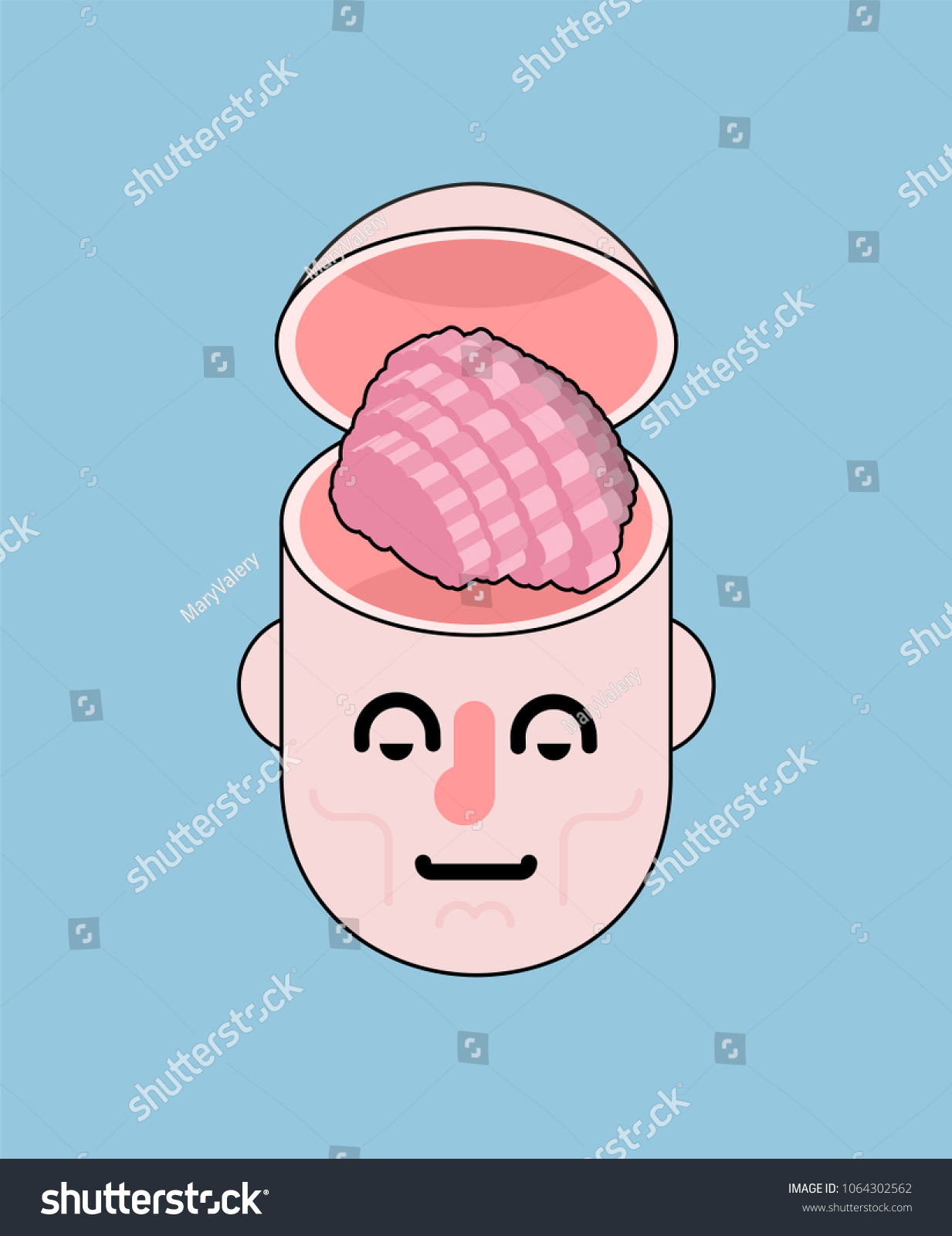 Open Head Brain Isolated Vector Illustration Stock Vector Royalty Free