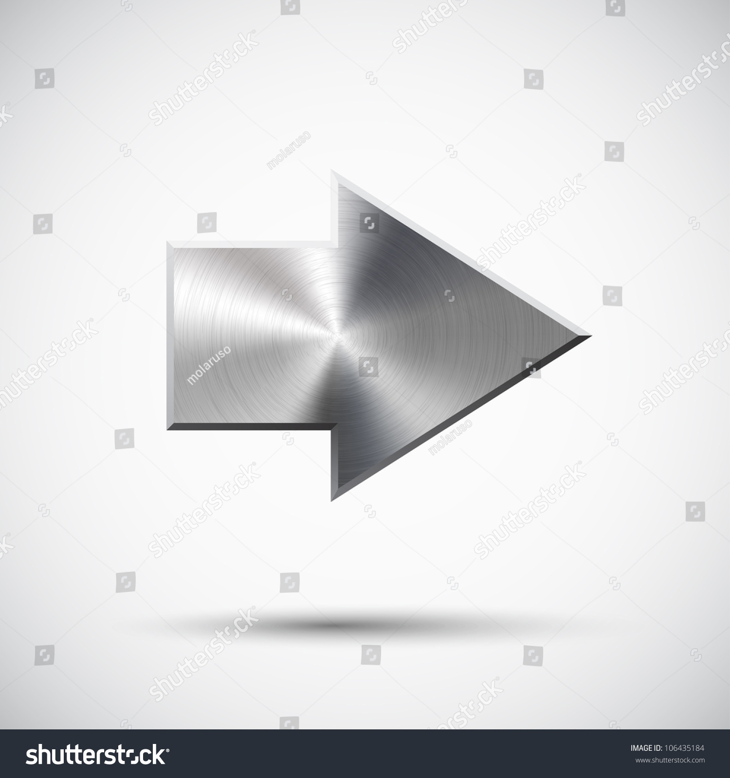 Right Arrow Sign Realistic Metal Silver Stock Vector (Royalty Free ...