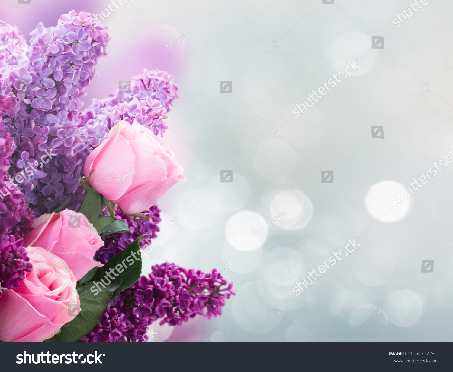 Bouquet Fresh Purple Lilac Flowers Pink Stock Photo 1064712290