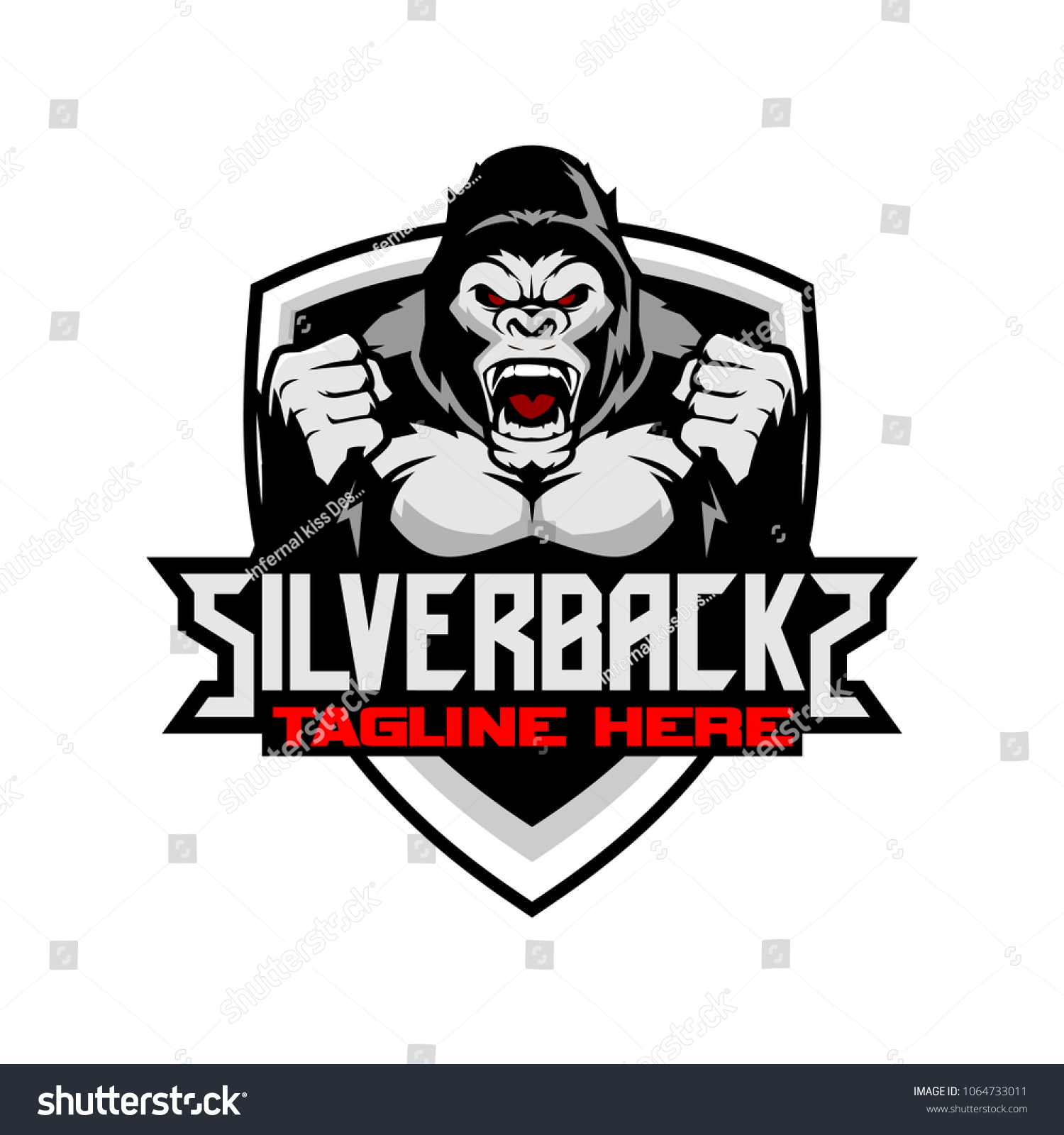 Silverback Gorilla Animal Vector Logo Template: стоковая векторная графика ...