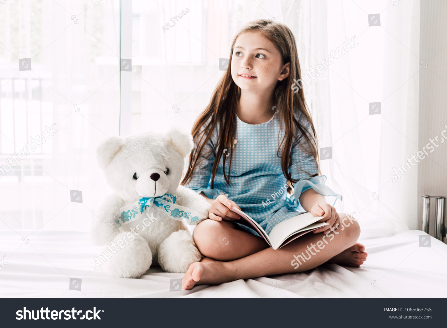 Cute Little Kid Girl Reading Book Stock Photo 1065063758 | Shutterstock