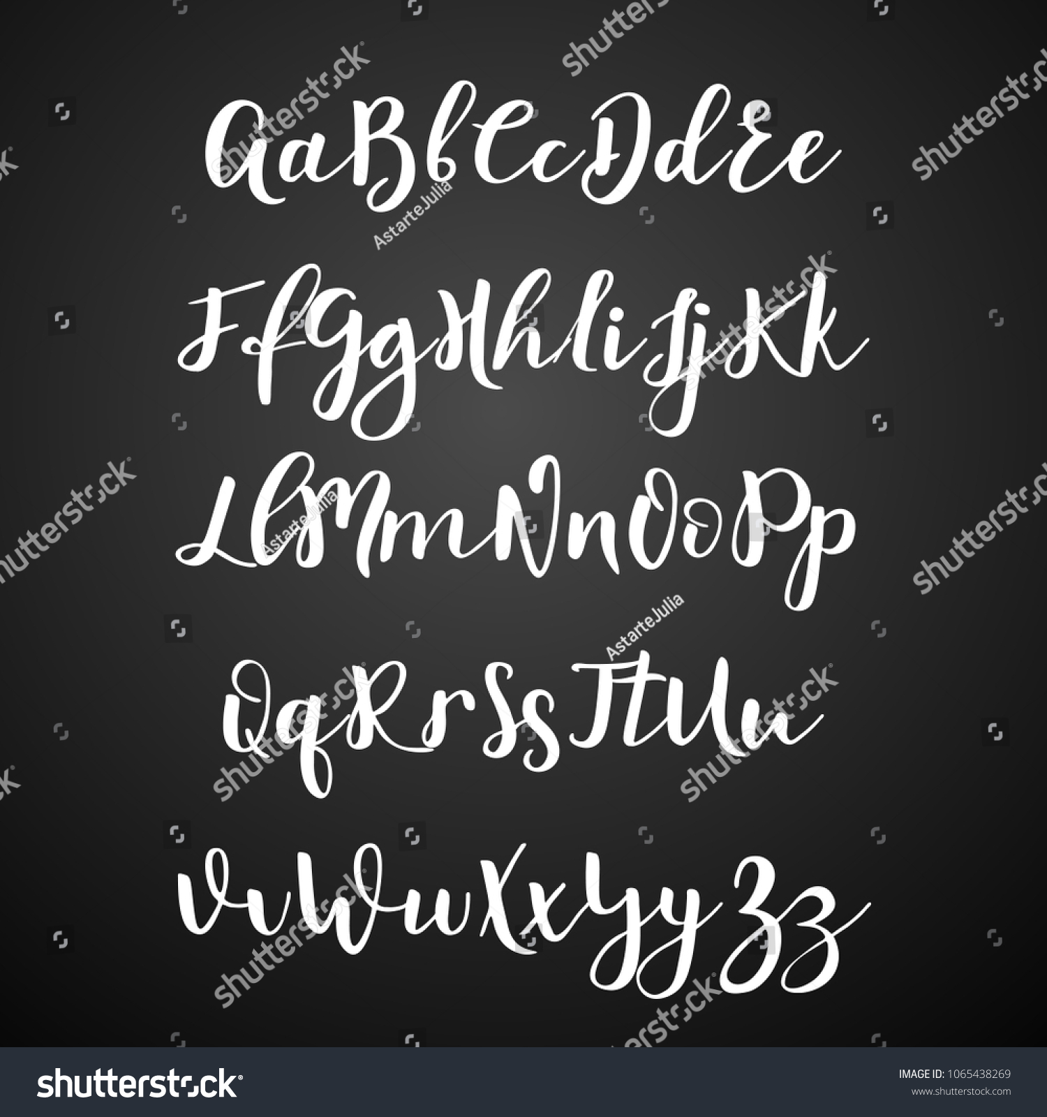 Handwritten Calligraphy Font Vector Alphabet Hand Stock Vector (Royalty ...
