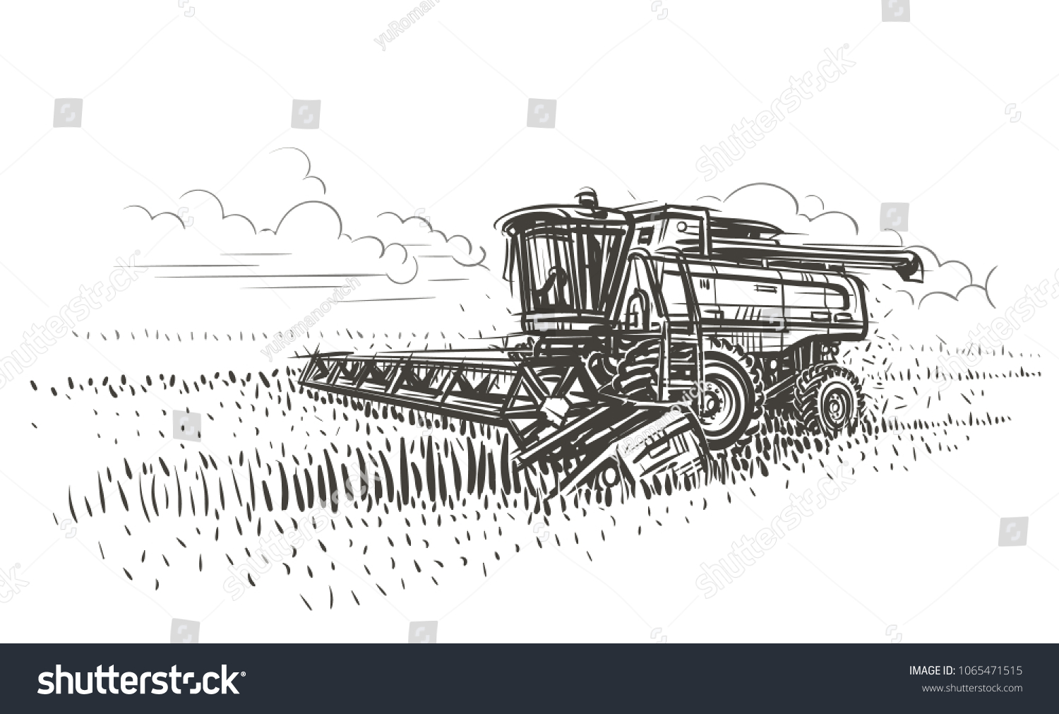 Трактор в поле силуэт