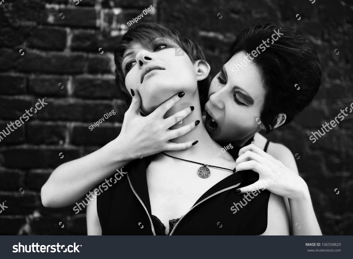 Find Portrait Vampire Biting Young Woman stock images in HD and millions of...