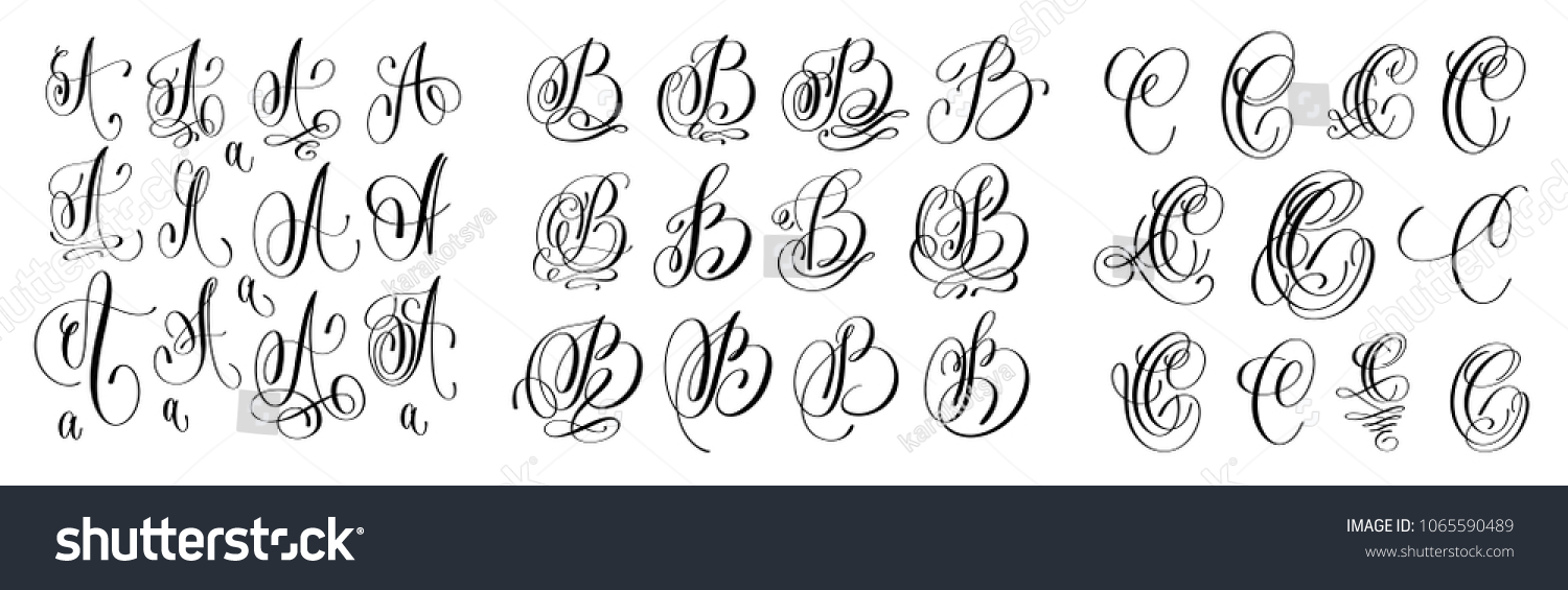 Calligraphy Letters Set B C Script Stock Vector (Royalty Free ...