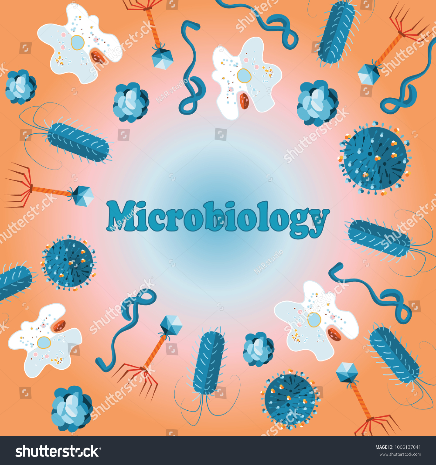 Colorful Microbiology Poster Design Vector Illustration Stock Vector ...