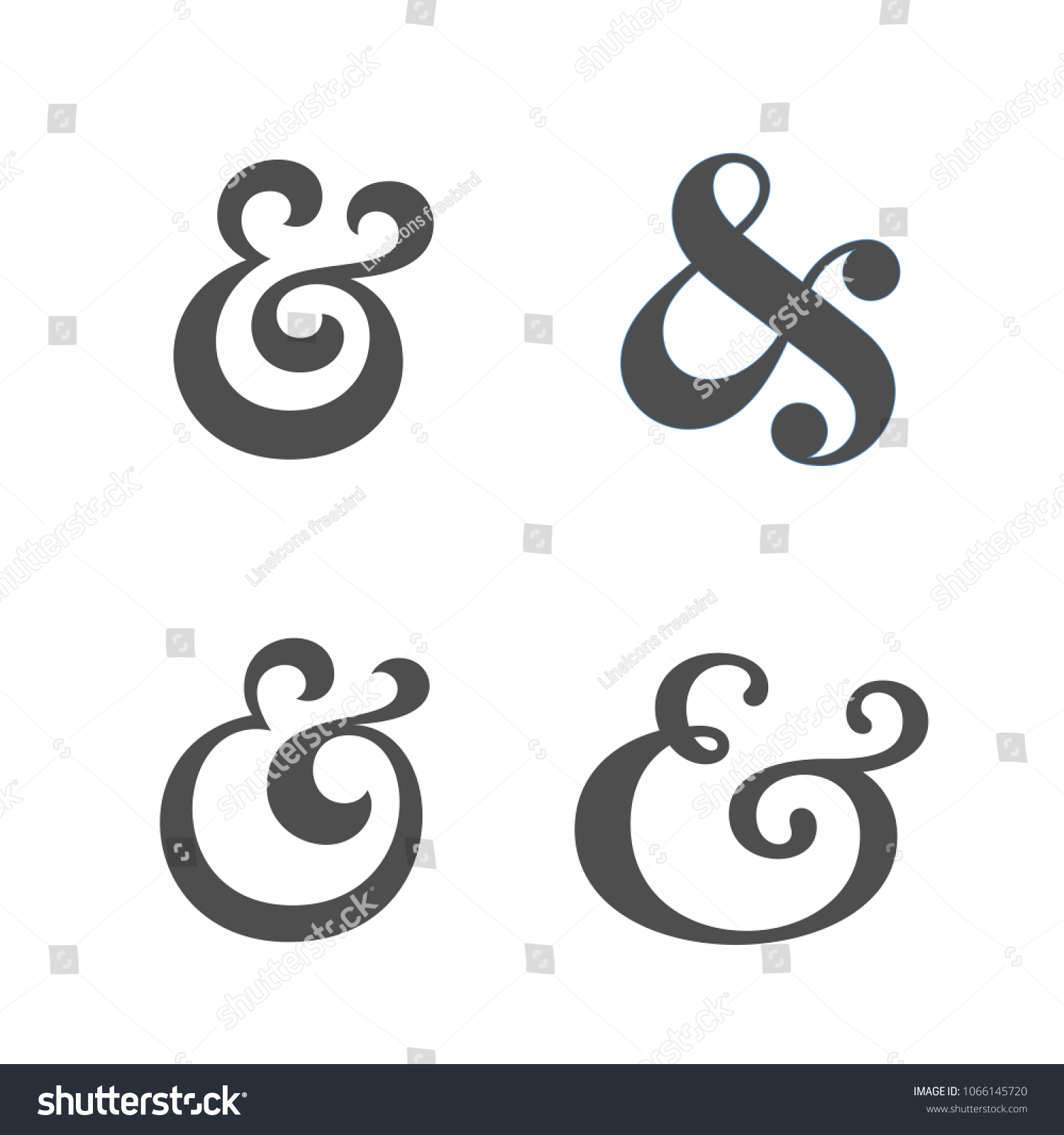 Collection Elegant Stylish Custom Ampersand Decoration Stock Vector ...