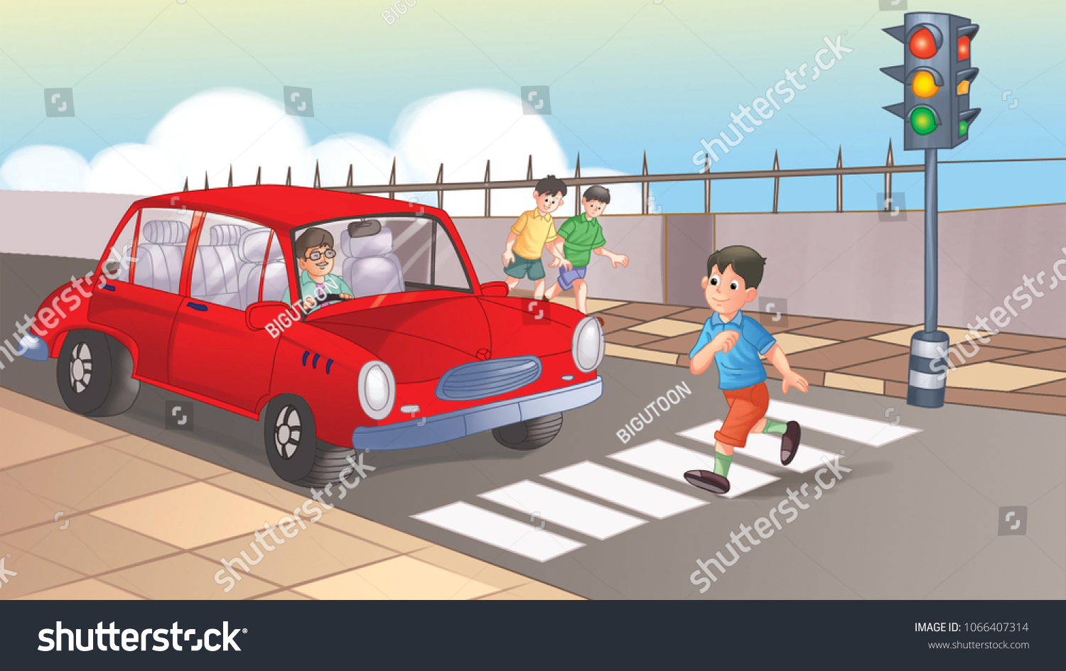 Kids Zebra Crossing Illustration Stock Illustration 1066407314 ...