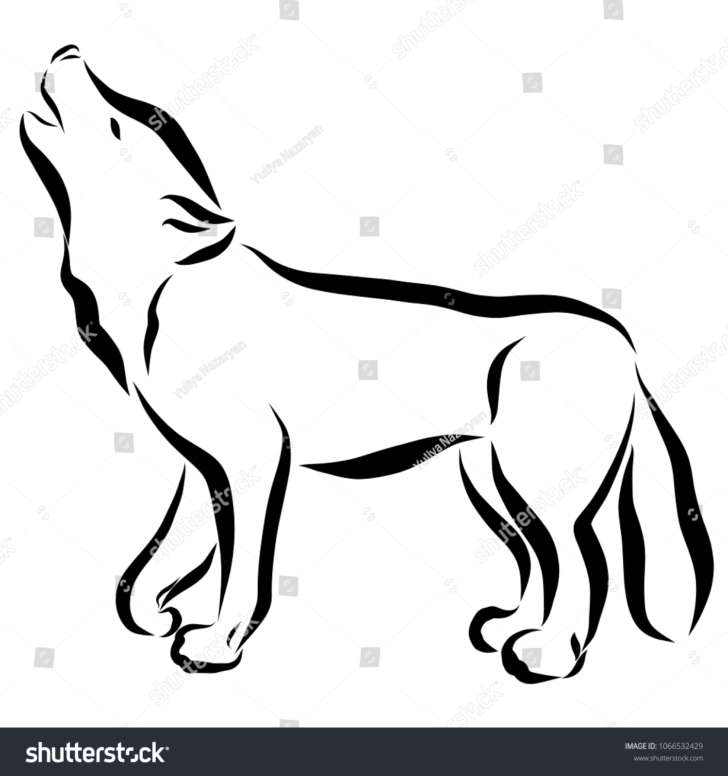 Wolf Dog Drawing Black Lines Stock Illustration 1066532429 | Shutterstock