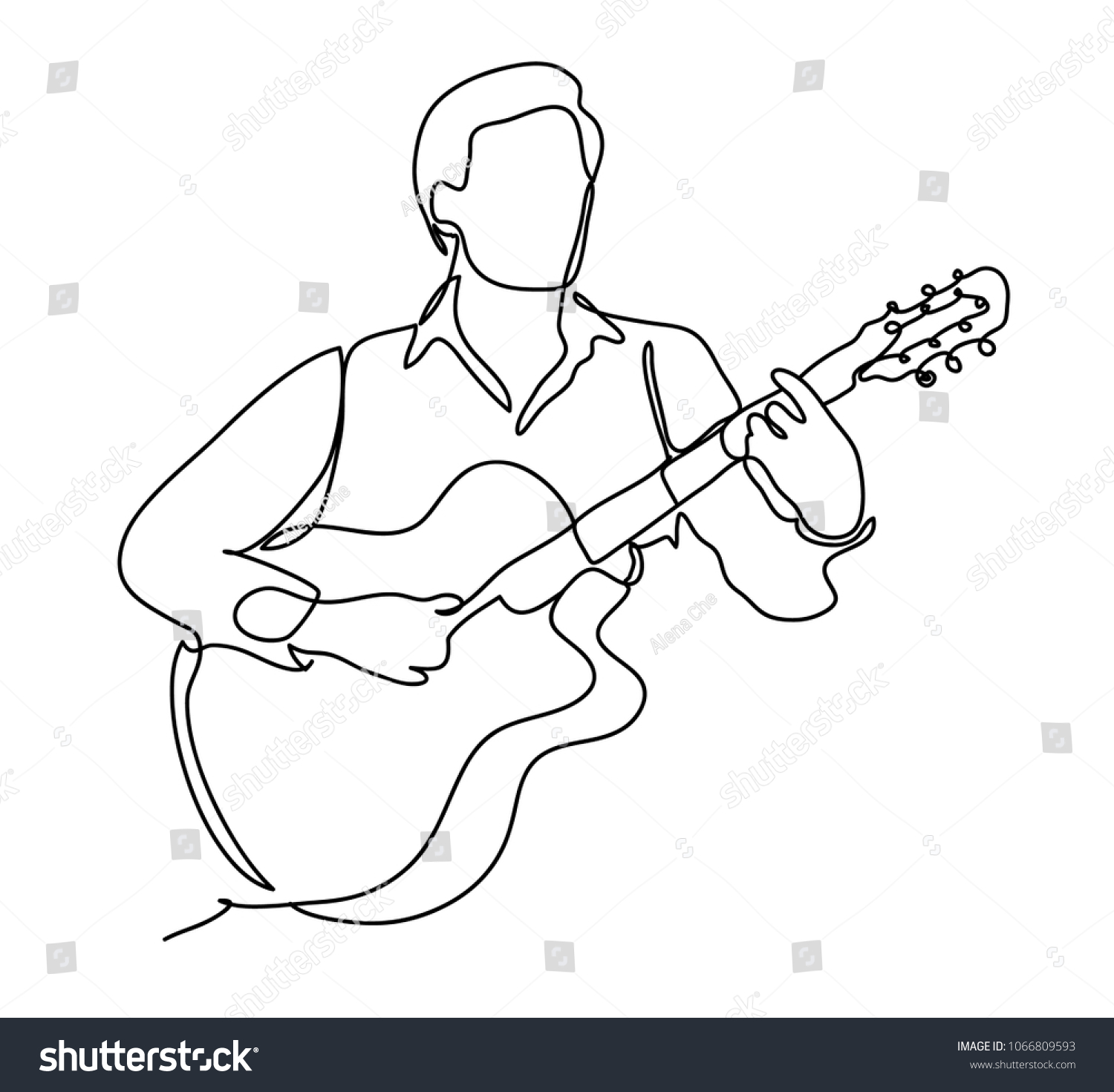Контур человека играющего на гитаре