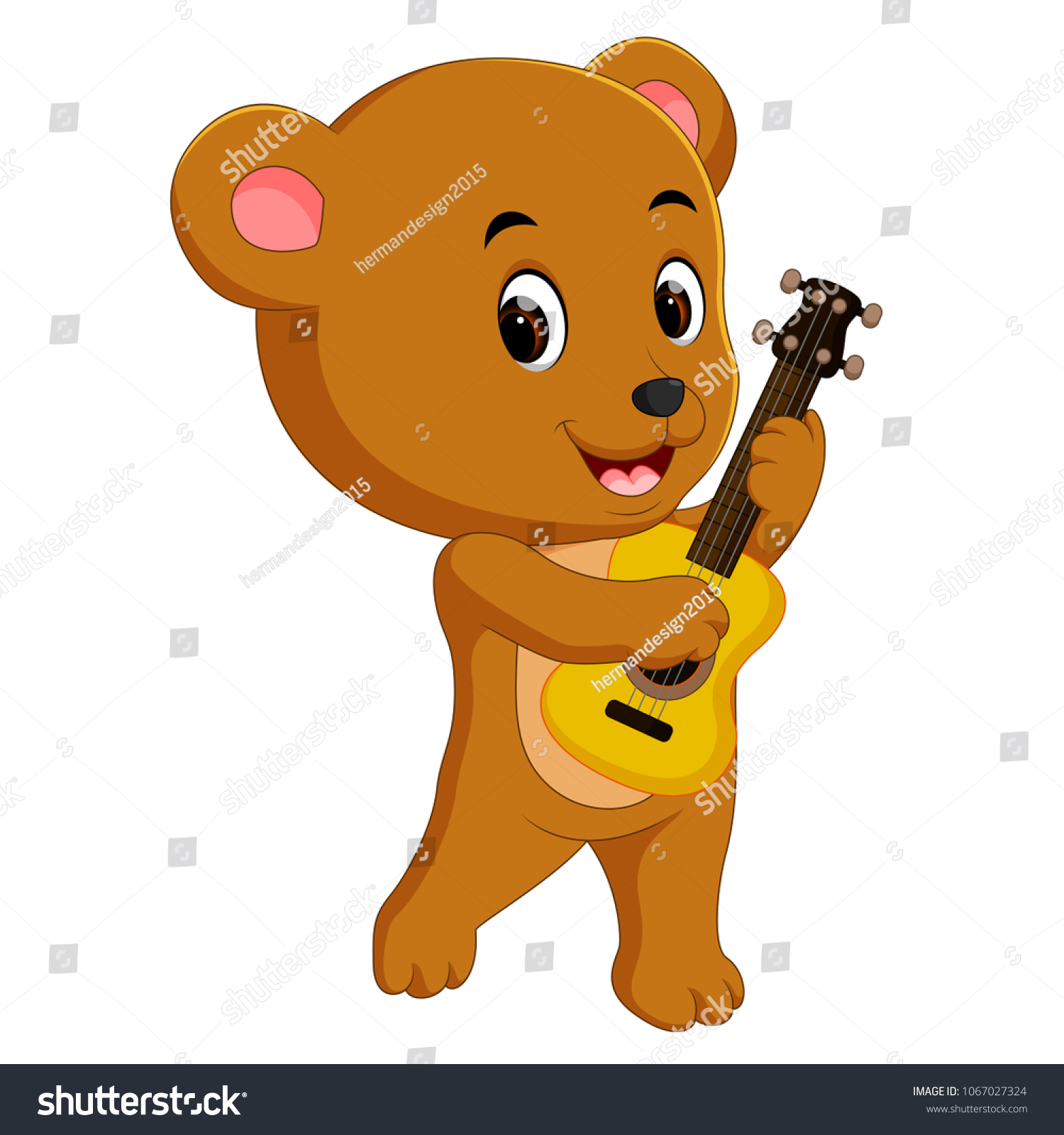 Vector Illustration Cute Bear Playing Guitar Stock Vector (Royalty Free ...