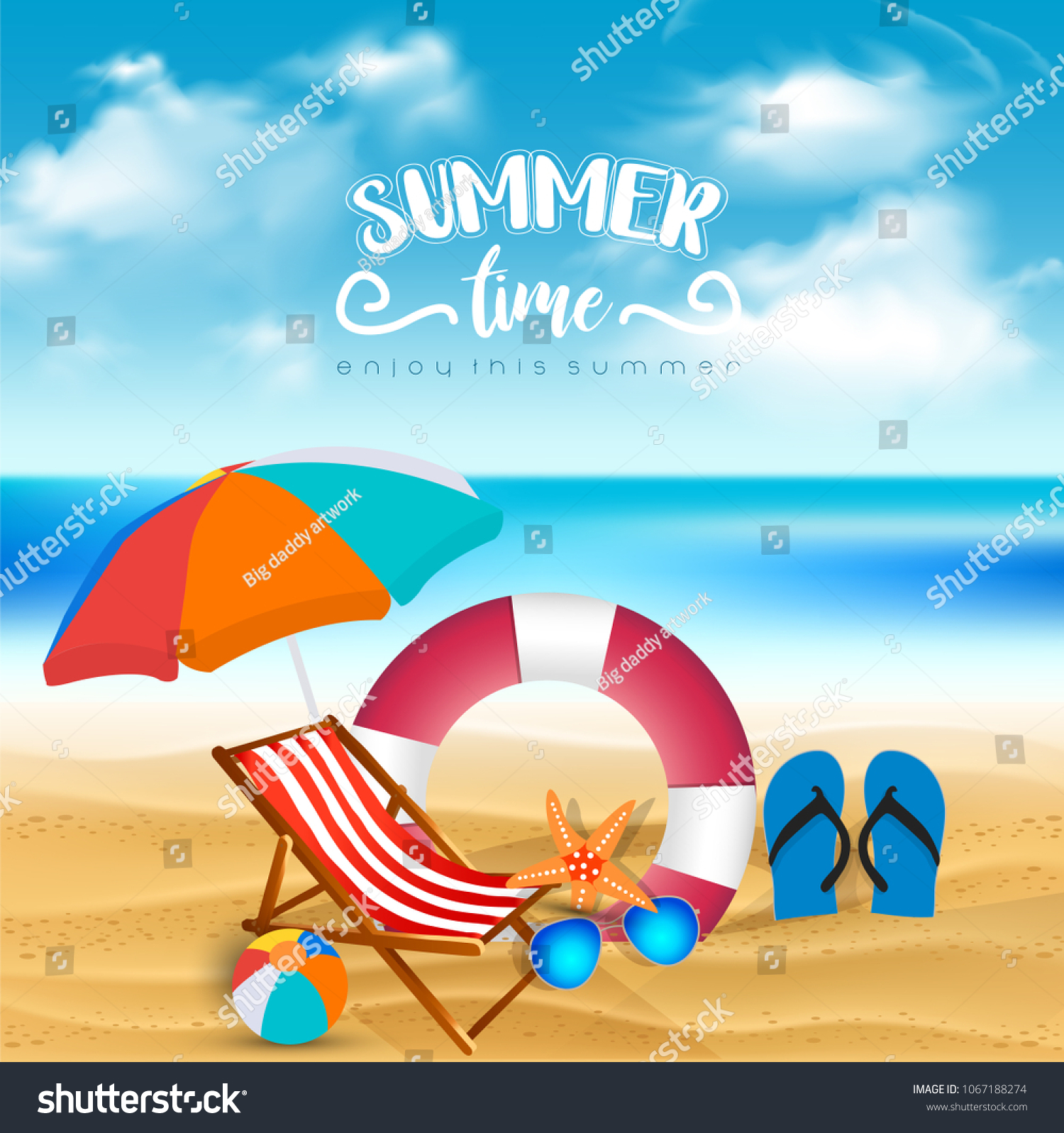 Vector Summer Background Beach Elements Stock Vector (Royalty Free ...