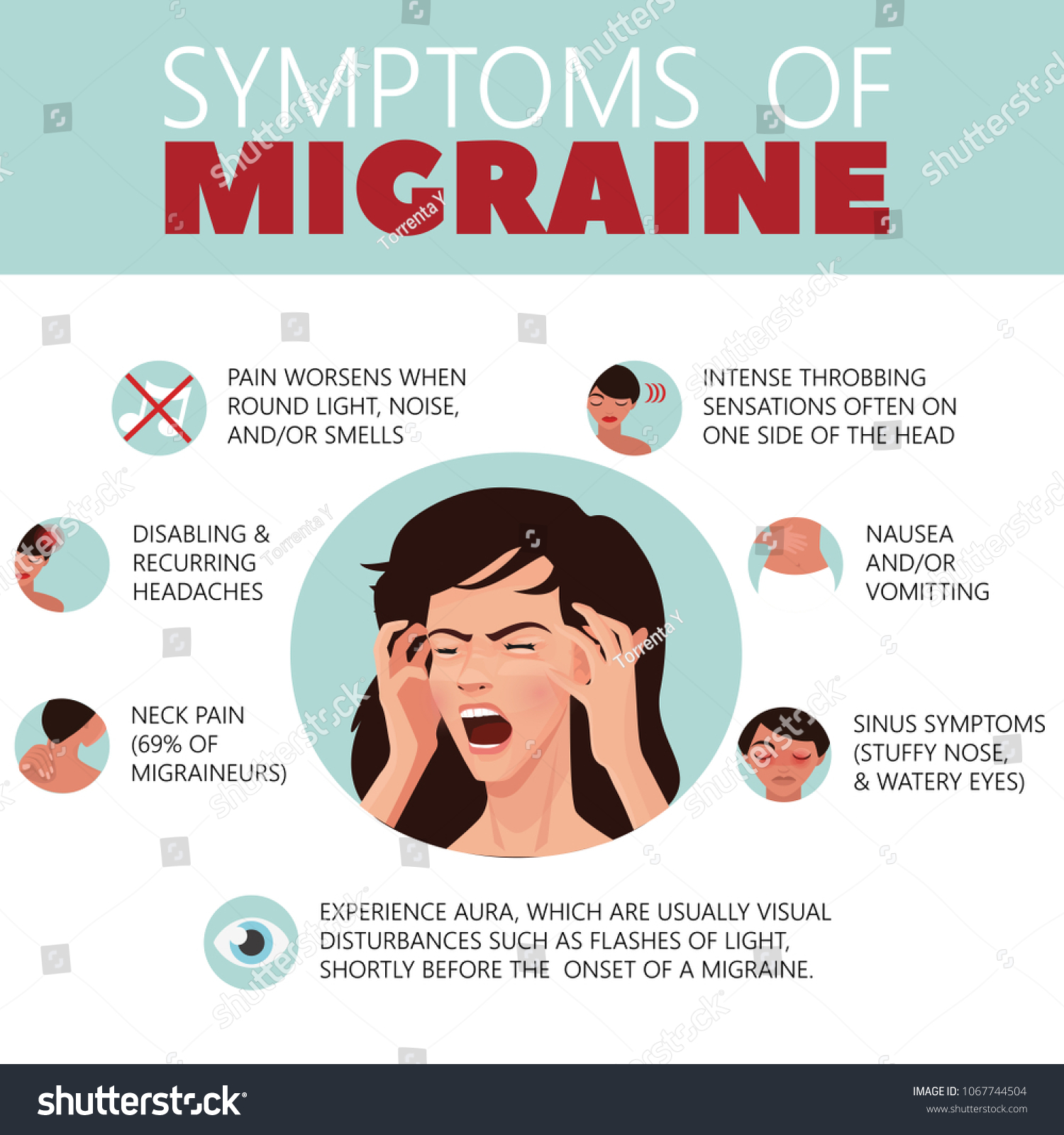 Migraine Infographic Headache Vector Cartoon Character Stock Vector ...