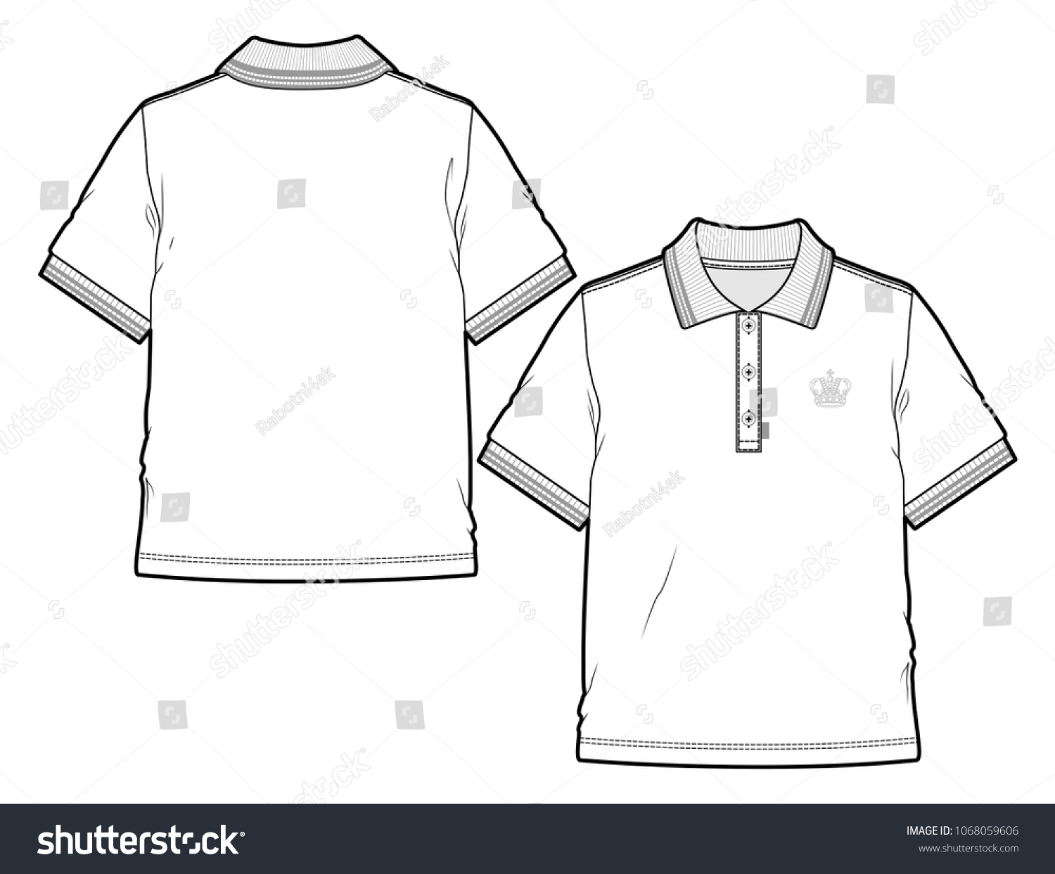 Front Back View Polo Shirt Stock Vector (Royalty Free) 1068059606 ...