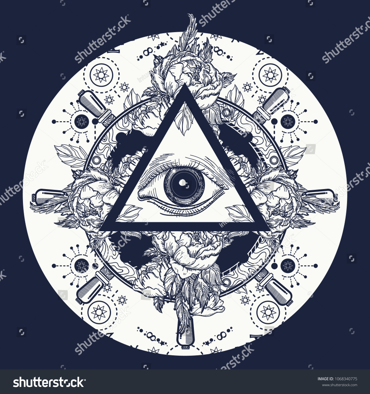 Freemason Spiritual Symbols Alchemy Medieval Religion Stock Vector ...