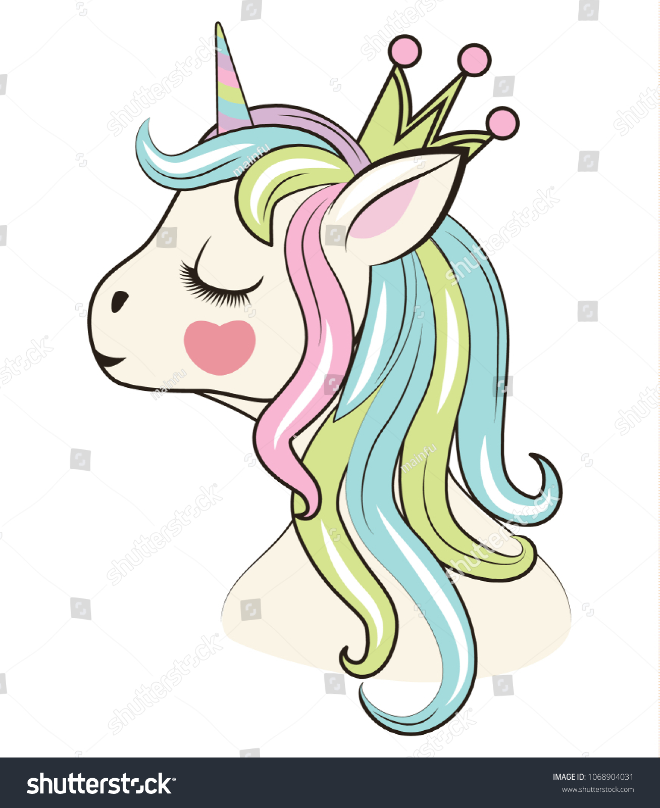 Beautiful Unicorn Head Crown Can Be Stock Vector (Royalty Free ...