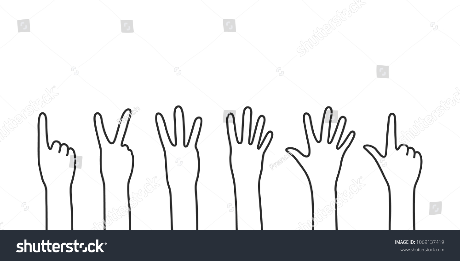 Black Thin Line Counting Hands Concept Stock Vector (royalty Free 