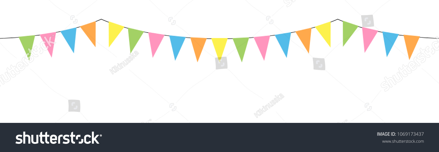 Triangular Colorful Flags Garland Pastel Colors Stock Vector (Royalty ...