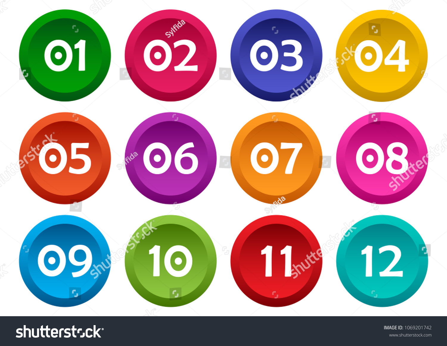 Colorful Set Buttons Numbers 01 12 Stock Vector (Royalty Free ...