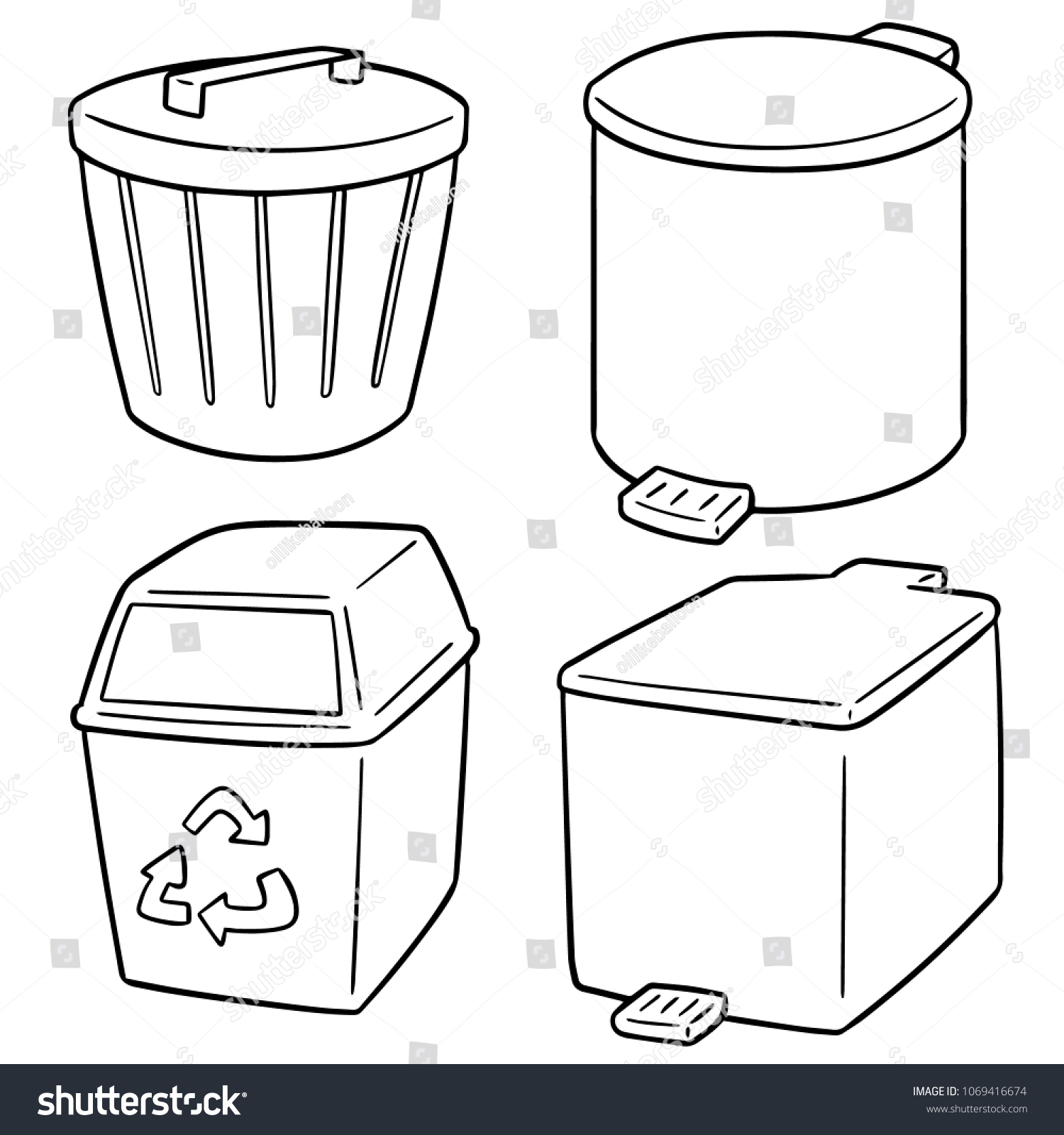 Vector Set Recycle Garbage Stock Vector (Royalty Free) 1069416674 ...