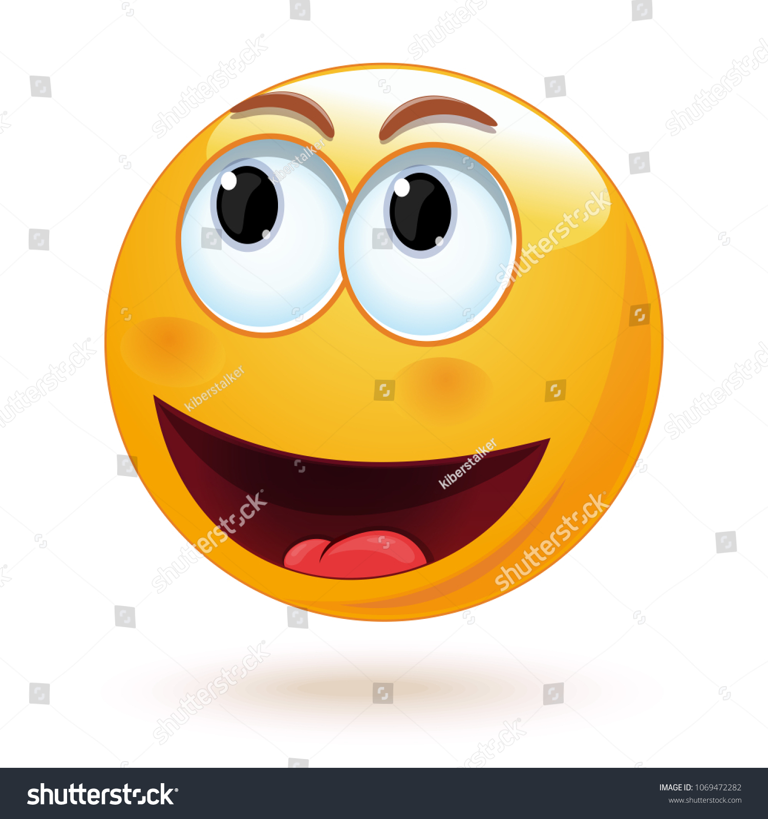 Joyful Smiley Laughs Wide Open Mouth Stock Vector (Royalty Free ...