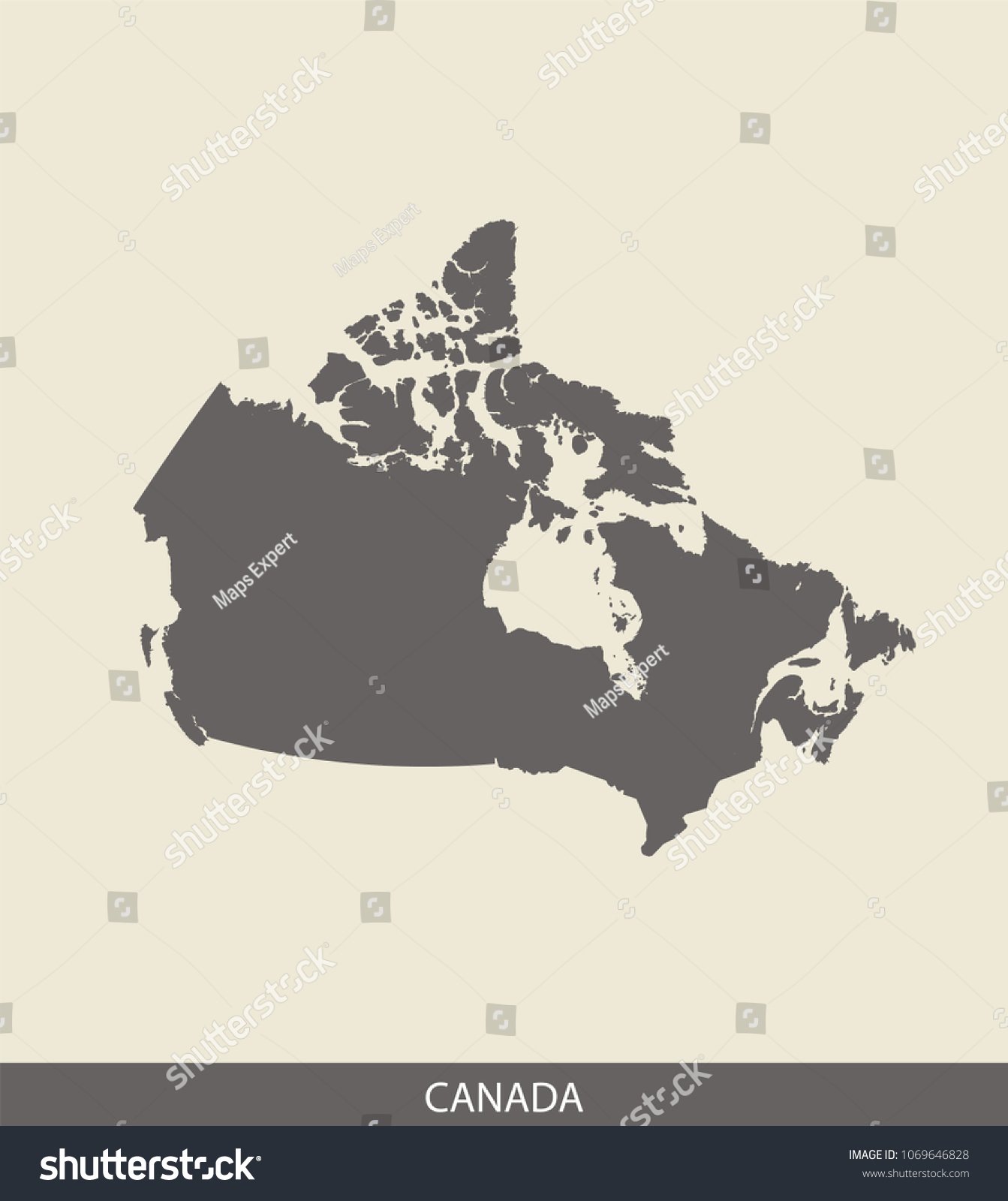 Canada Map Outline Vector Illustration Gray Stock Vector (Royalty Free