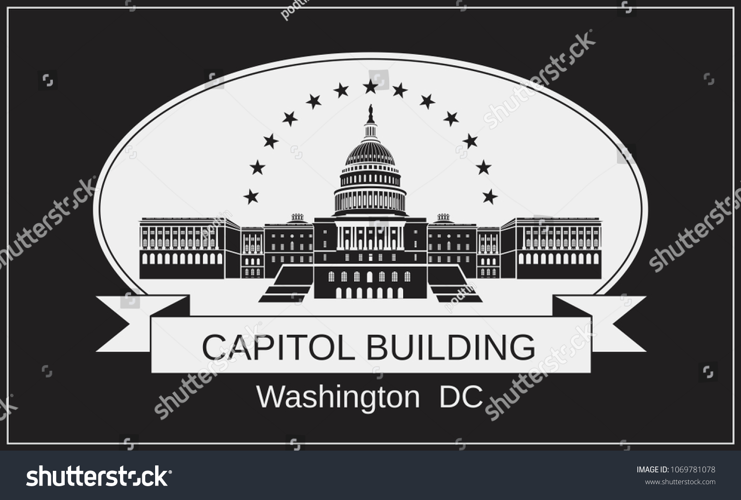 Capitol Building Symbol American Architecture Stock Vector (Royalty ...