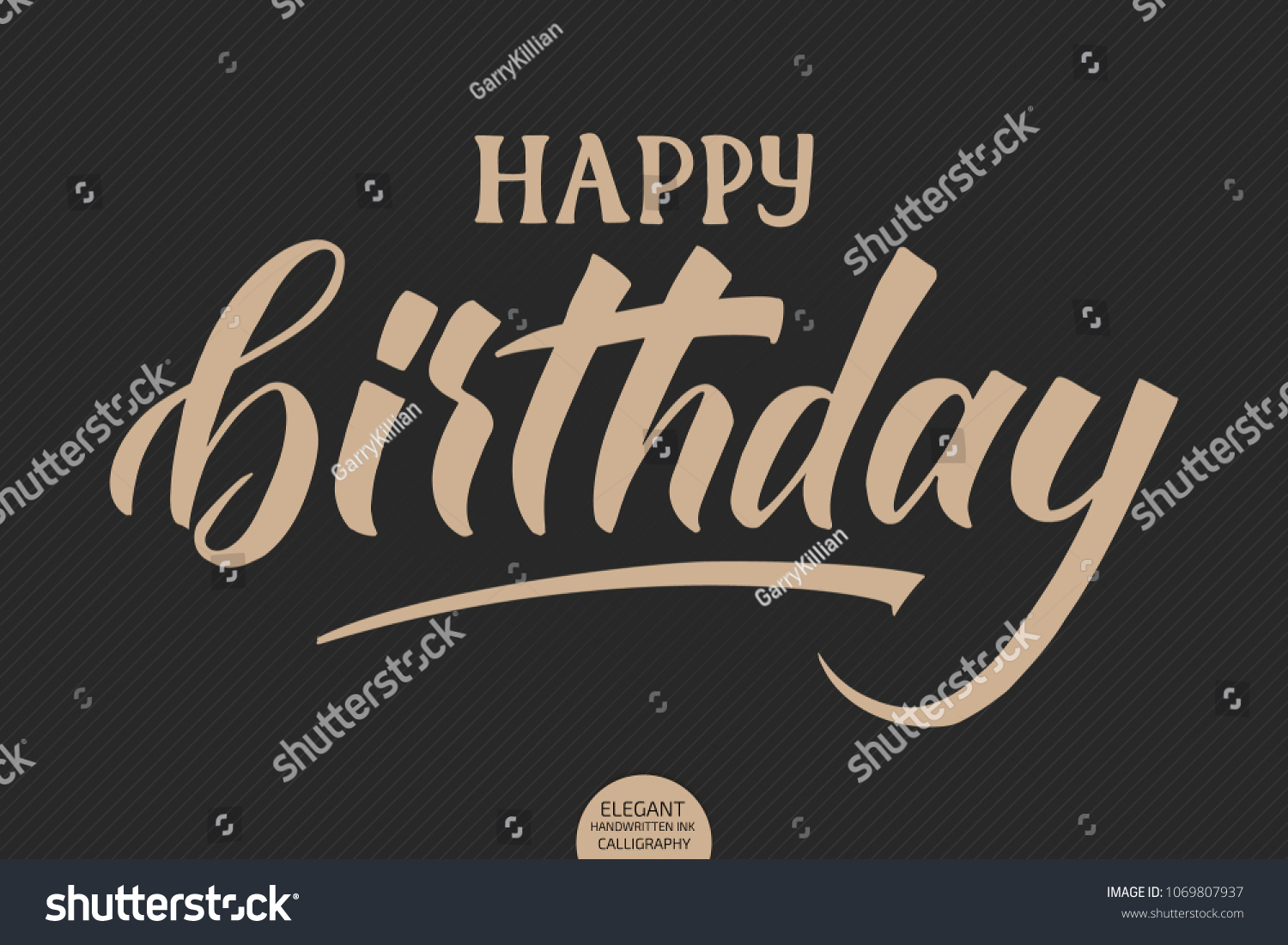 Hand Drawn Lettering Happy Birthday Elegant Stock Vector (Royalty Free ...