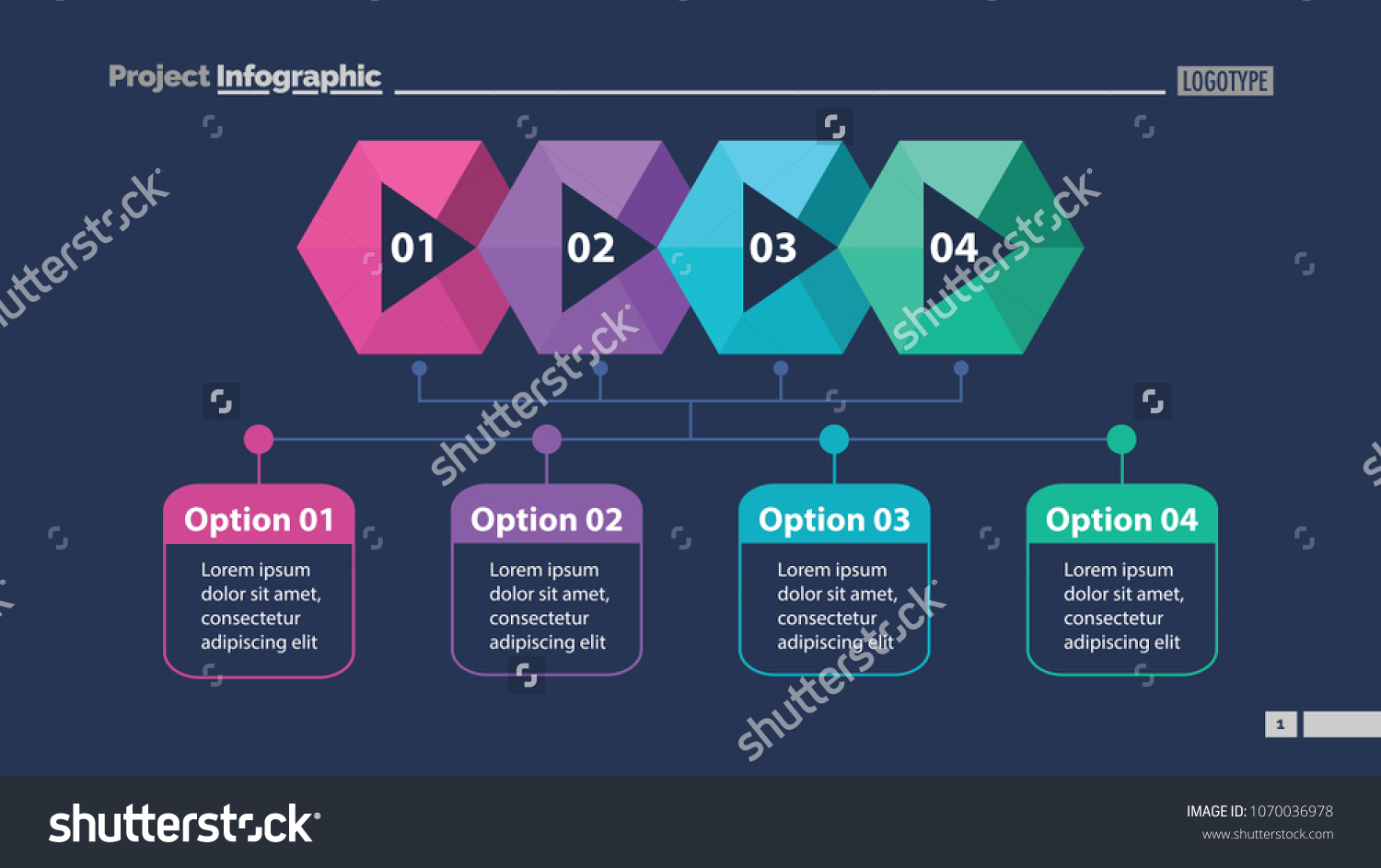 Four Steps Process Chart Slide Template Stock Vector Royalty Free 1070036978 Shutterstock 4399