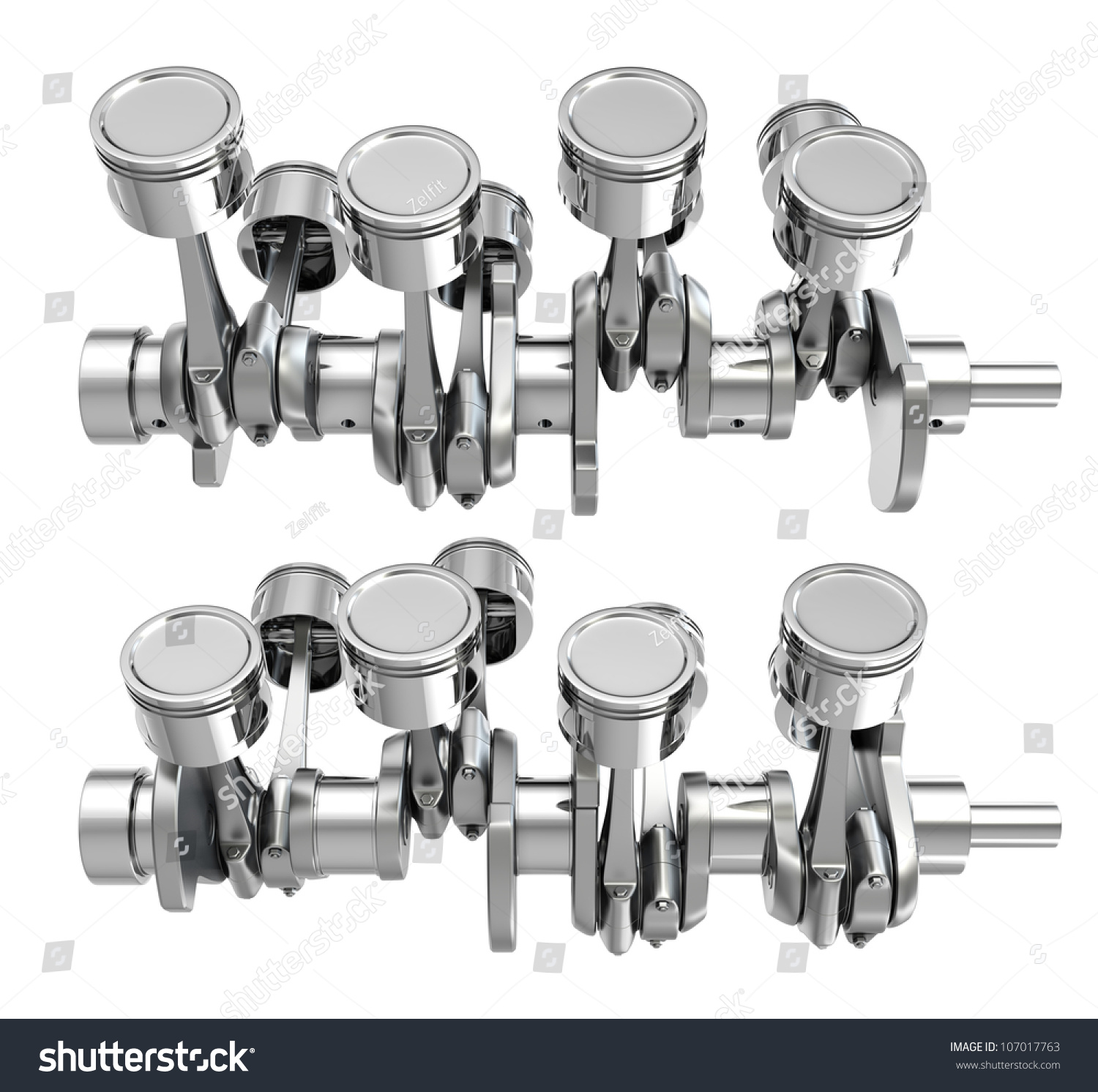 V8 Engine Pistons On Crankshaft Two Stock Illustration 107017763 ...