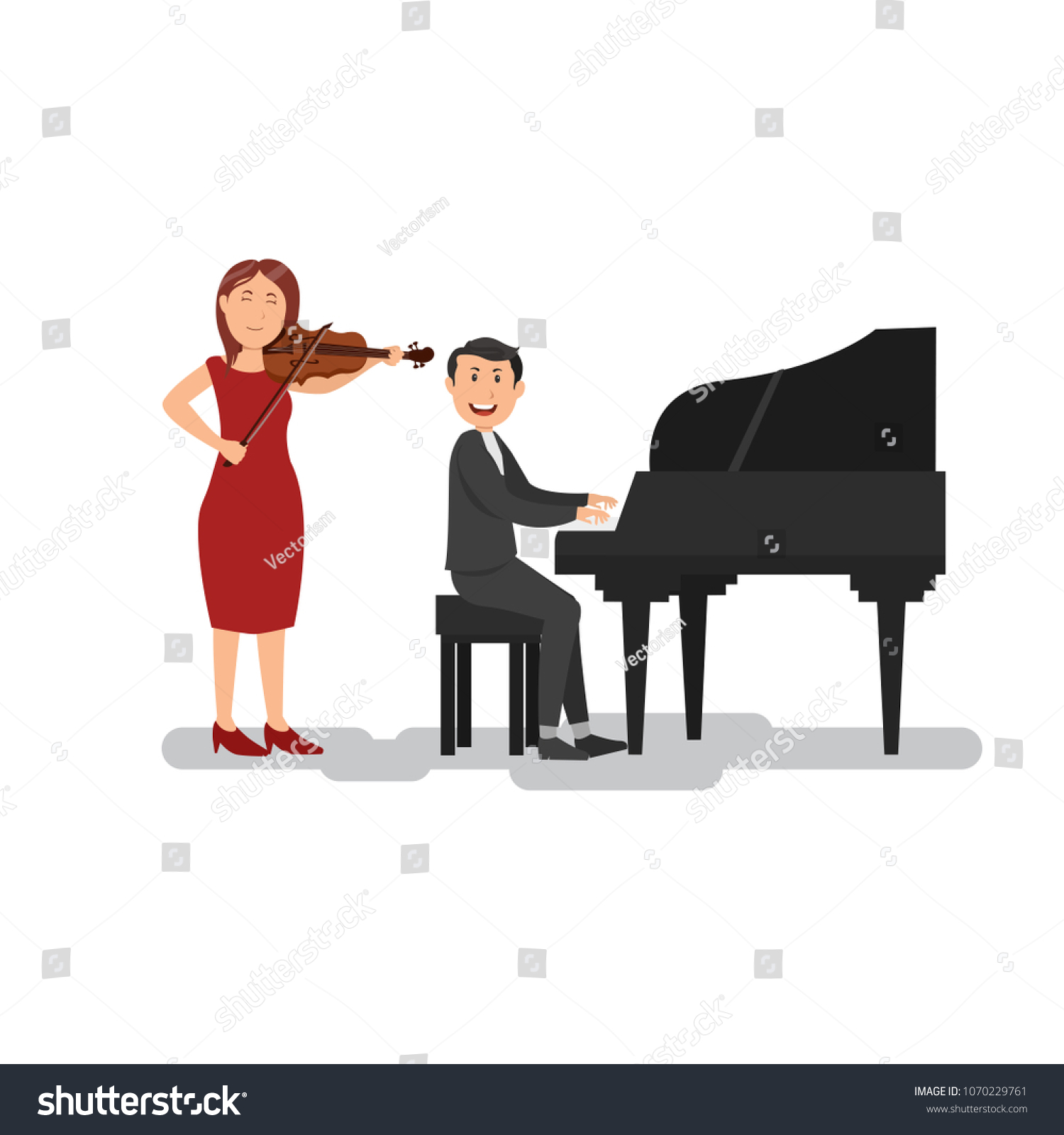 Musician Playing Piano Vector Cartoon Illustration Stock Vector ...