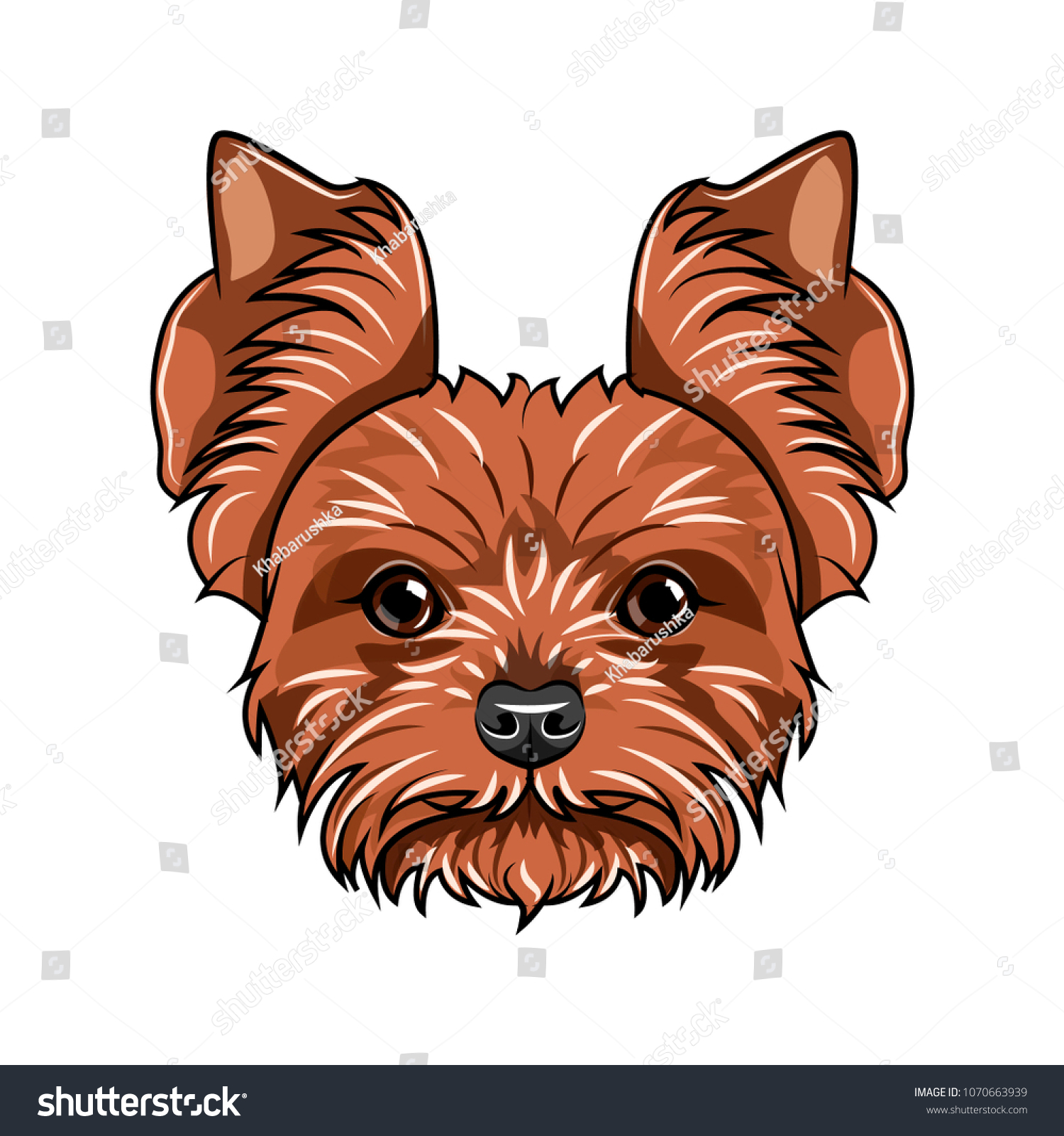 Yorkshire Terrier Head Dog Portrait Dog Stock Vector (Royalty Free ...