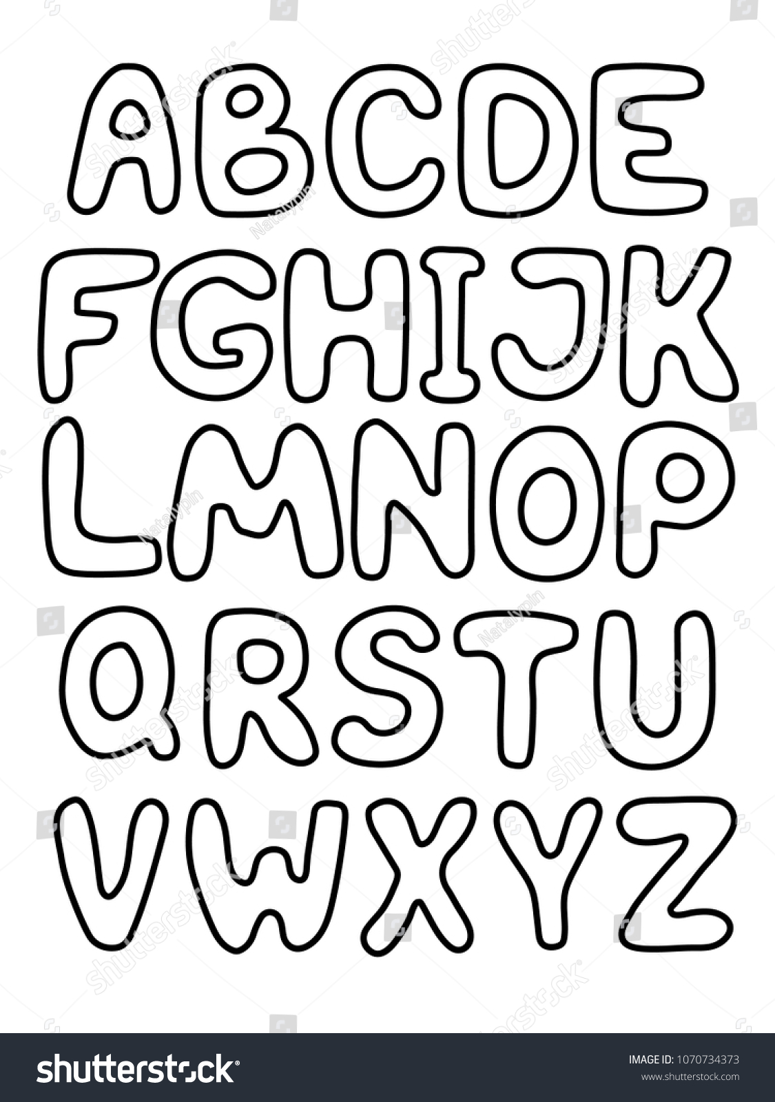 Vector Illustration Black White Handdrawn Alphabet Stock Vector ...