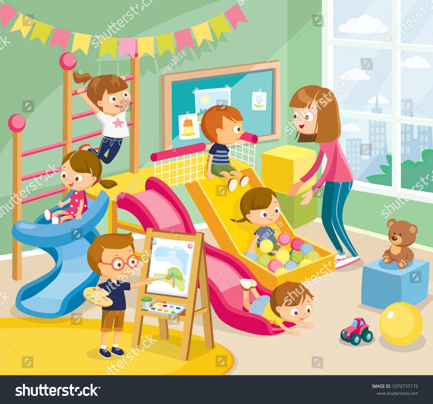 Illustration Children Playing Room Stock Vector (Royalty Free ...