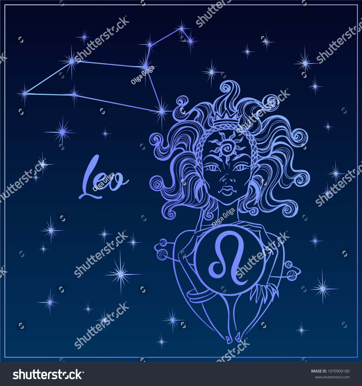 Zodiac Sign Leo Beautiful Girl Constellation Stock Vector (Royalty Free ...