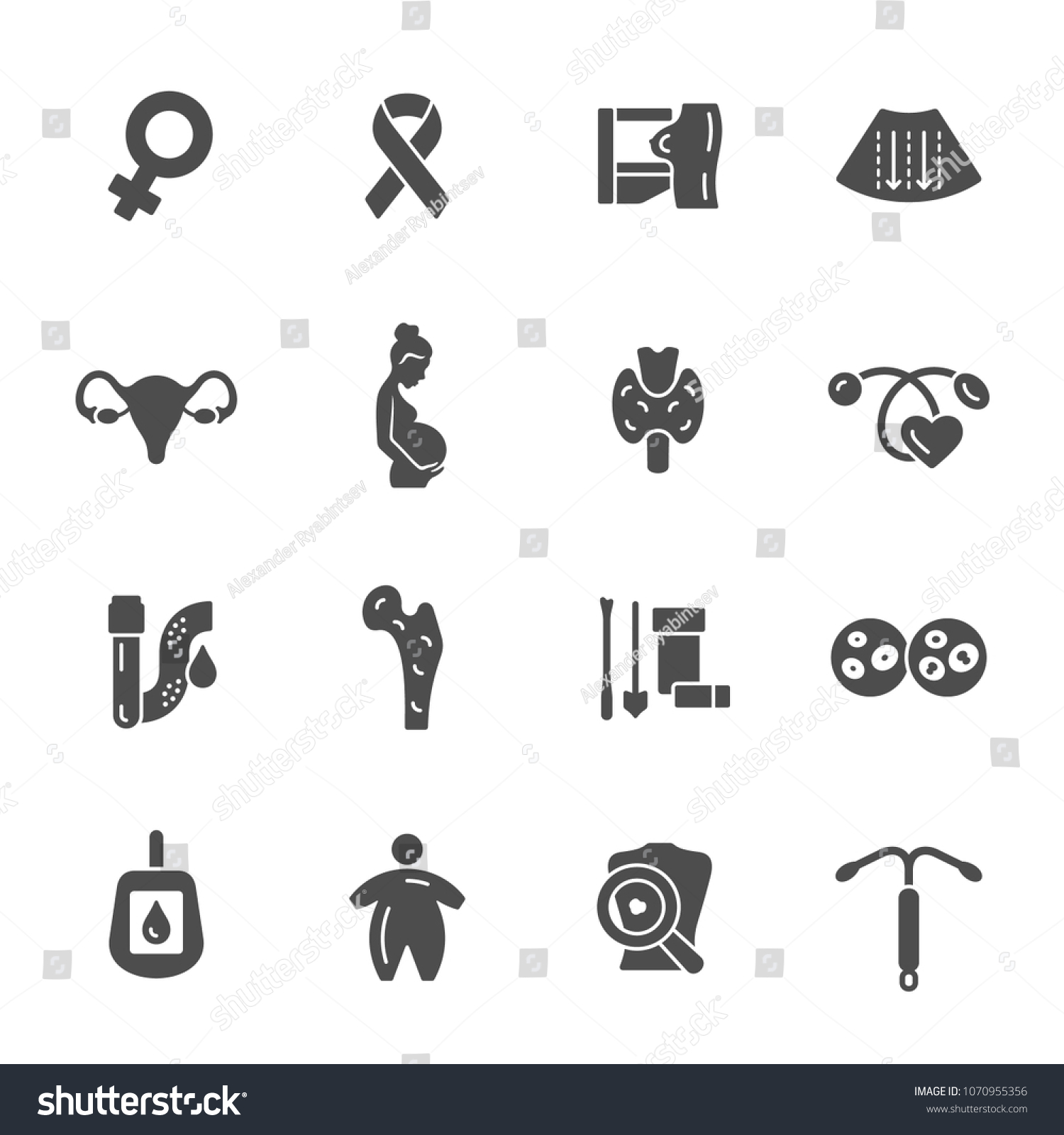 Womans Health Icon Set Stock Vector (Royalty Free) 1070955356 ...