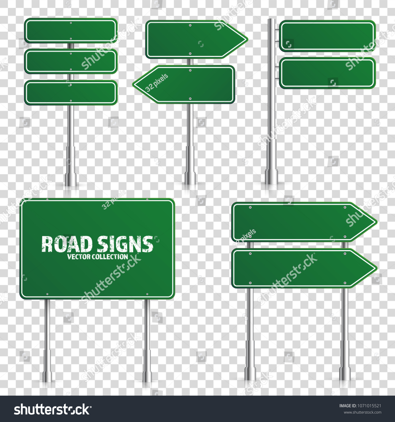 Road Green Traffic Sign Blank Board Stock Vector (Royalty Free ...