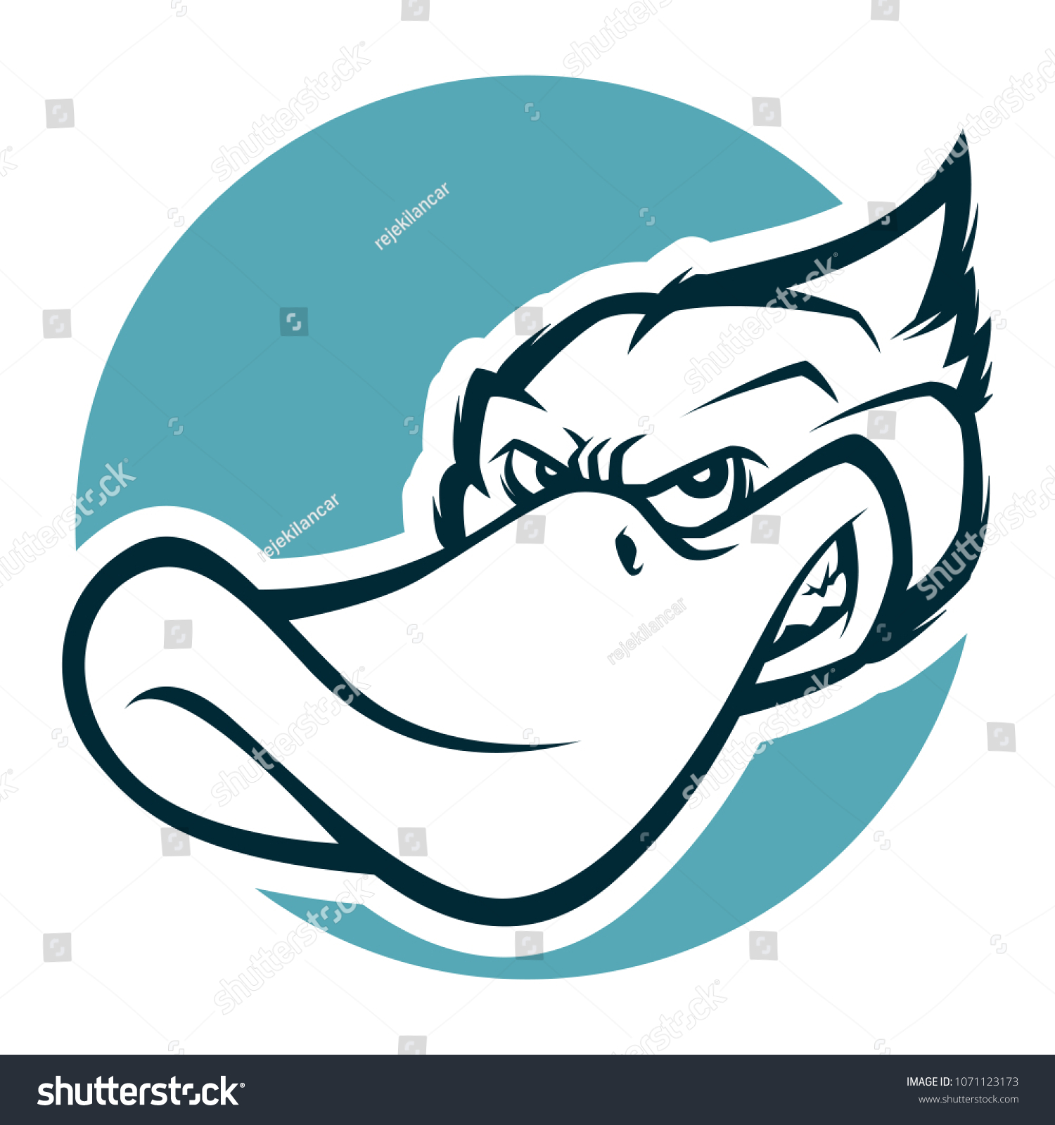 Angry Duck Head Mascot Bw Version Stock Vector (Royalty Free ...