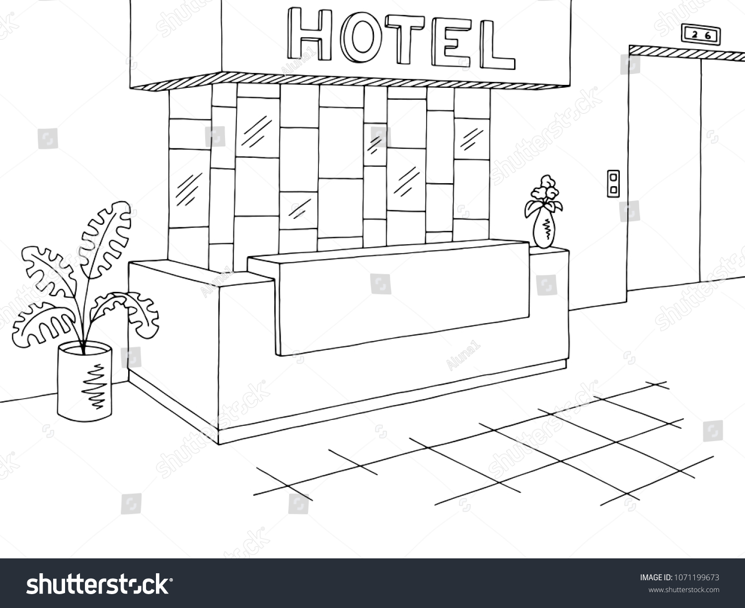 Эскиз холла гостиницы