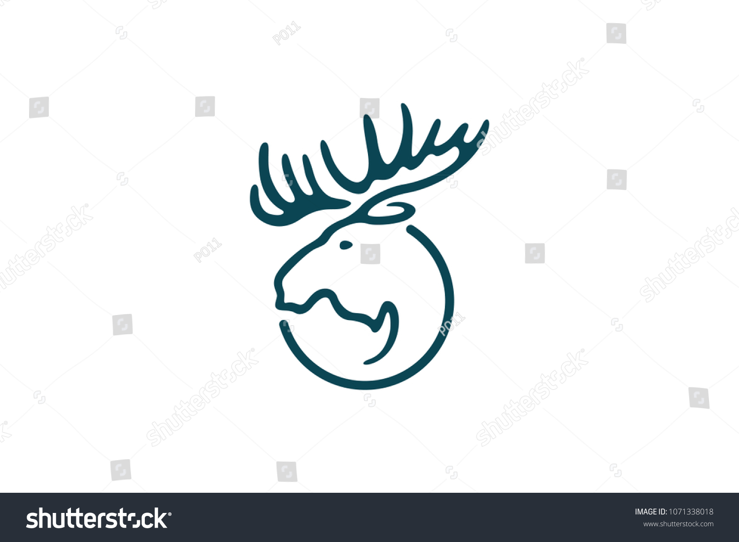 Head Moose Line Art Logo Stock Vector (Royalty Free) 1071338018 ...